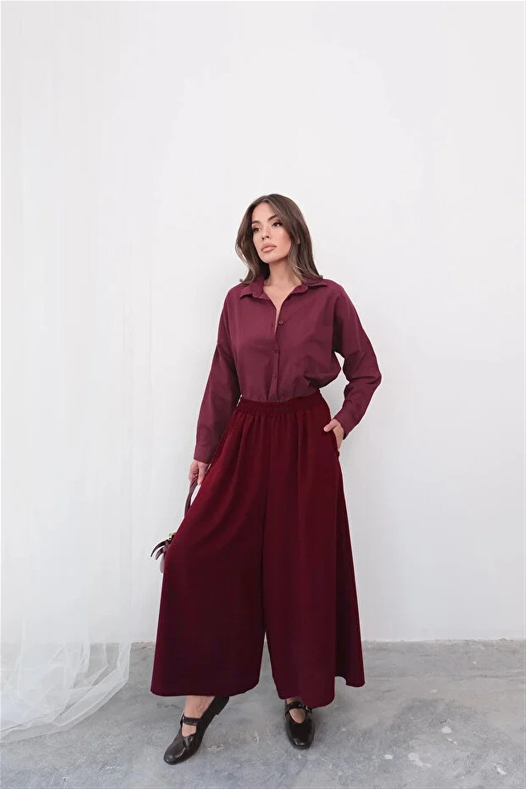 6137 Beli Lastikli Etek Görünümlü Pantolon