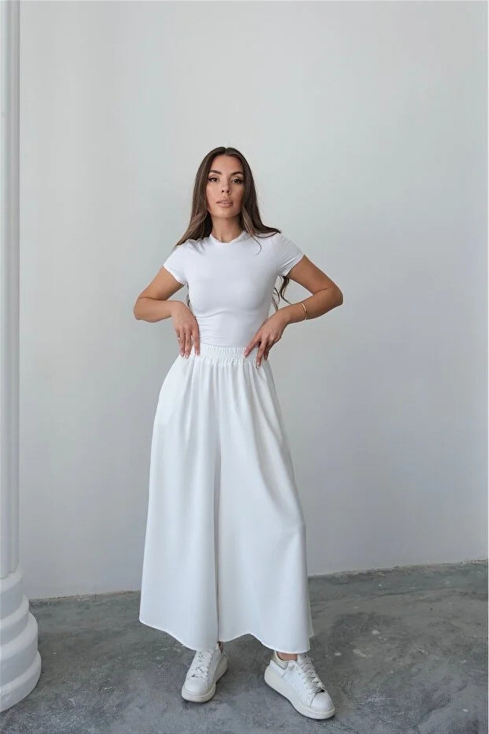6137 Beli Lastikli Etek Görünümlü Pantolon