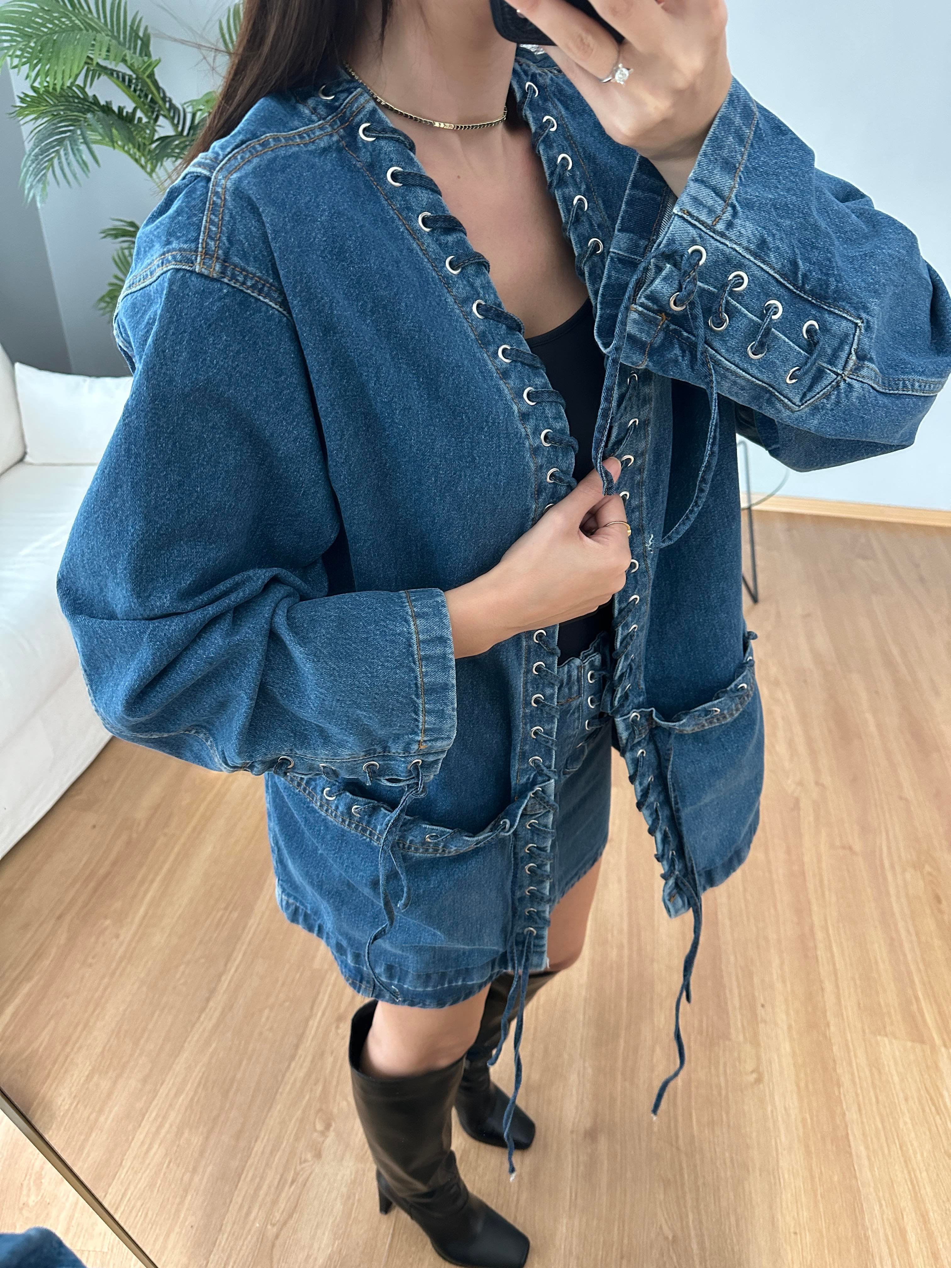  Corset Denim Takım