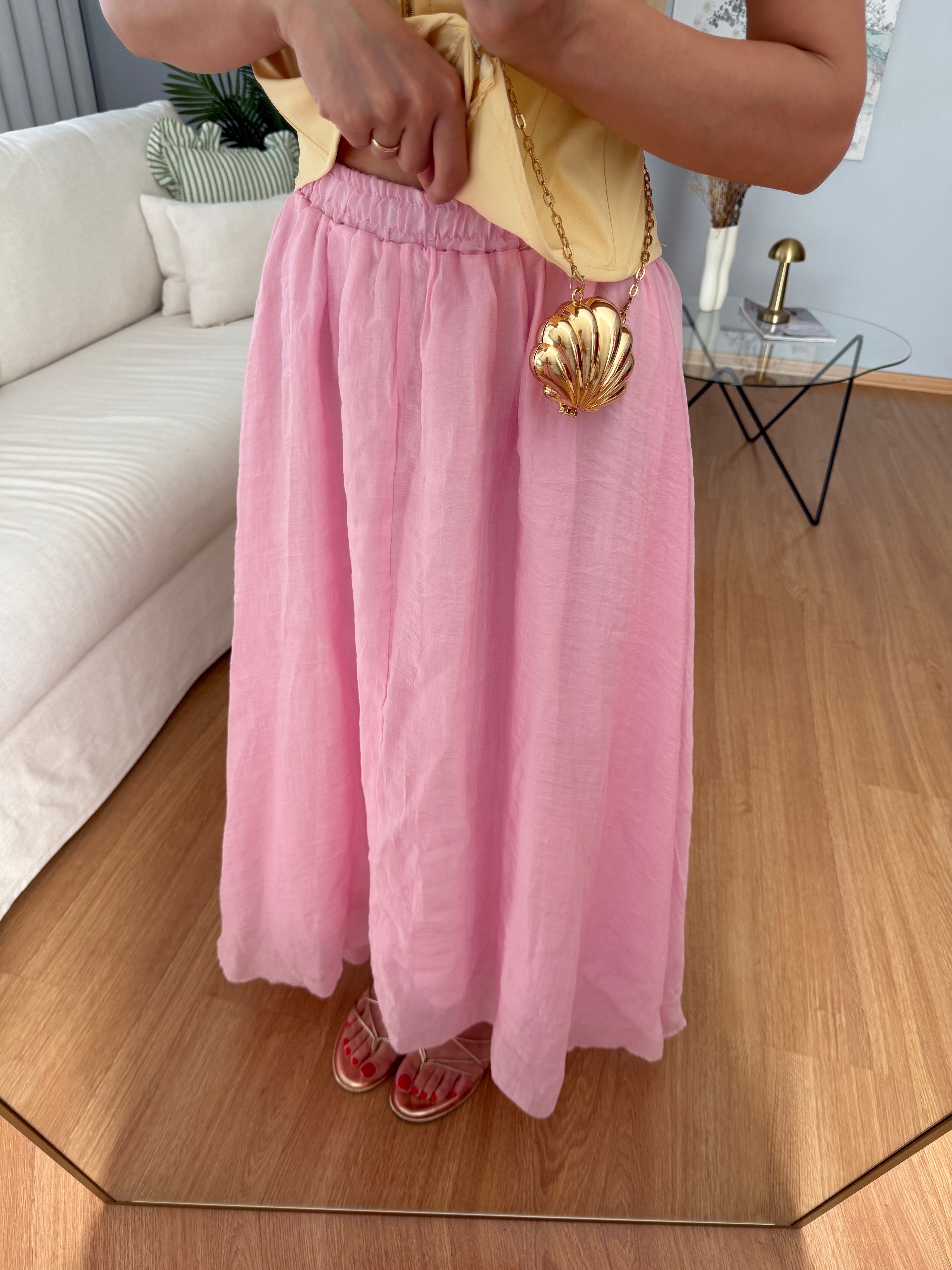 Azahar Beli Lastikli Pembe Renk Etek