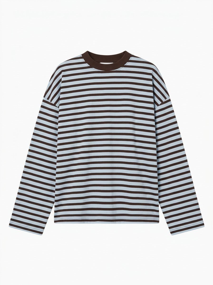 Bebe Mavisi Kahve Çizgili Sweatshirt 
