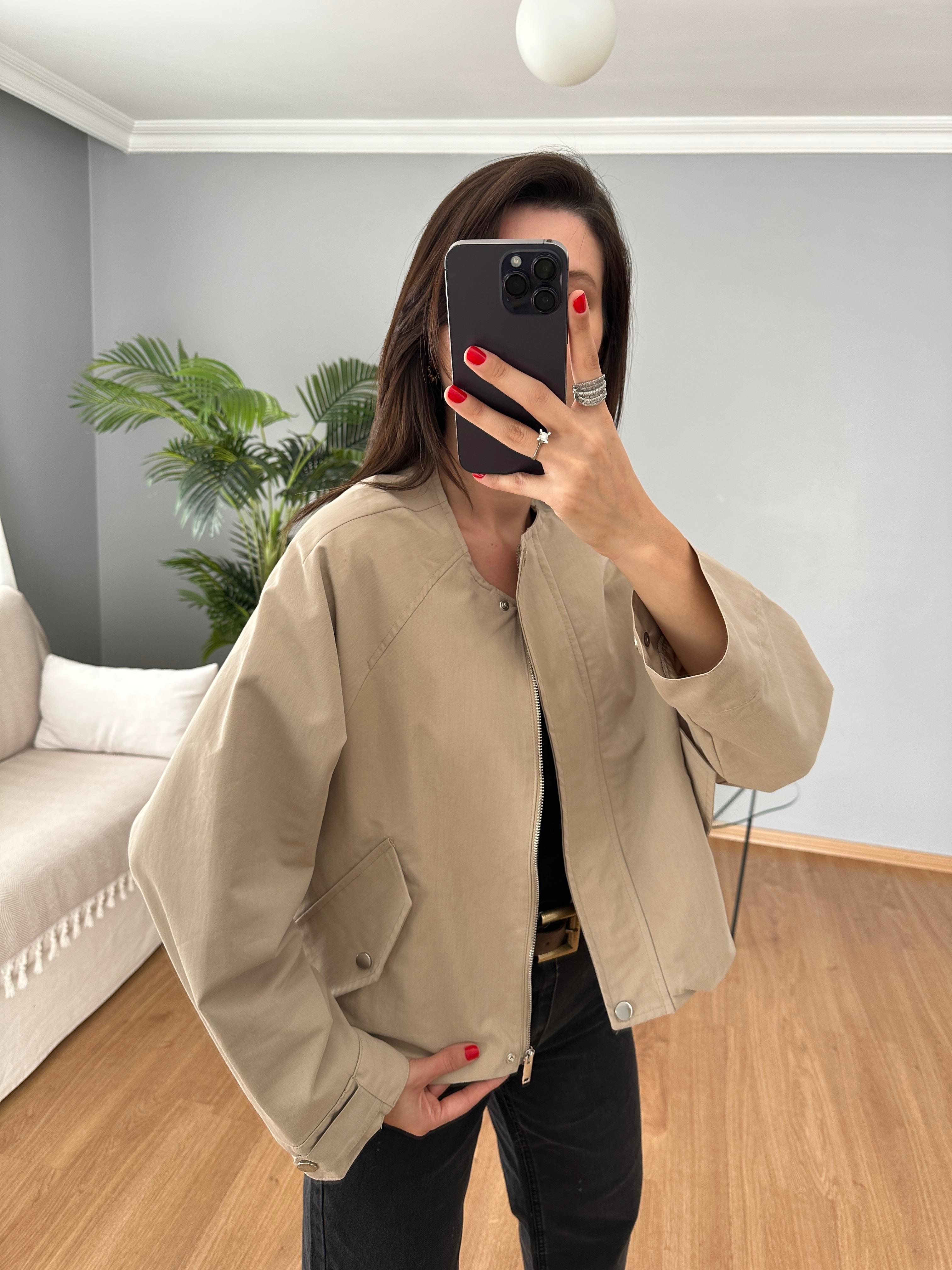 Bej Bomber Ceket