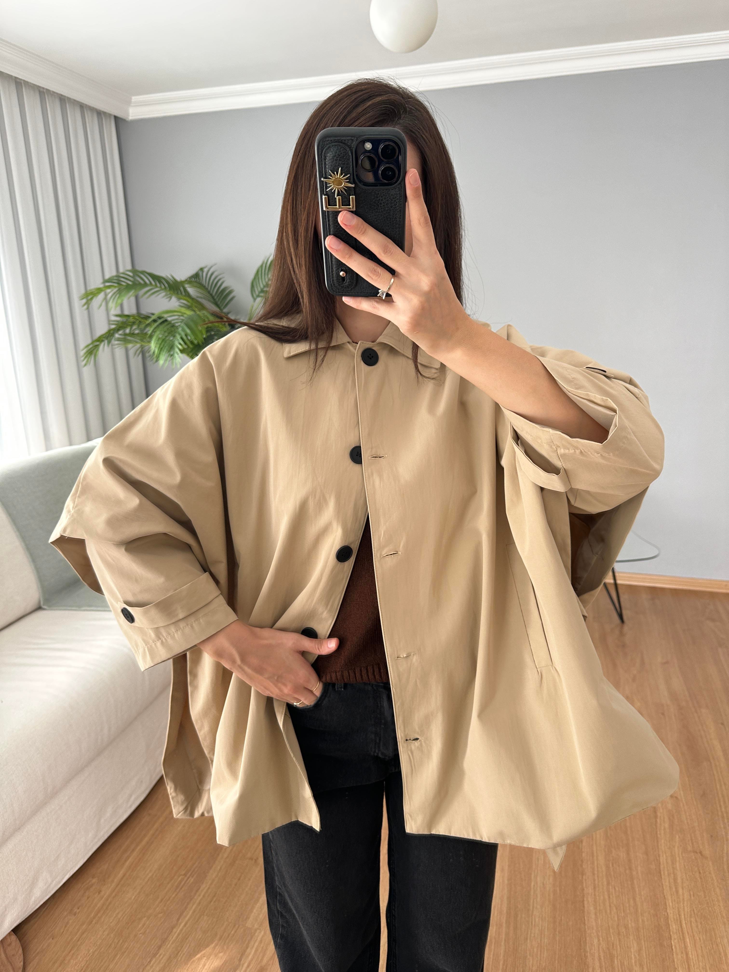 Bej Rengi Panço Model Trençkot 