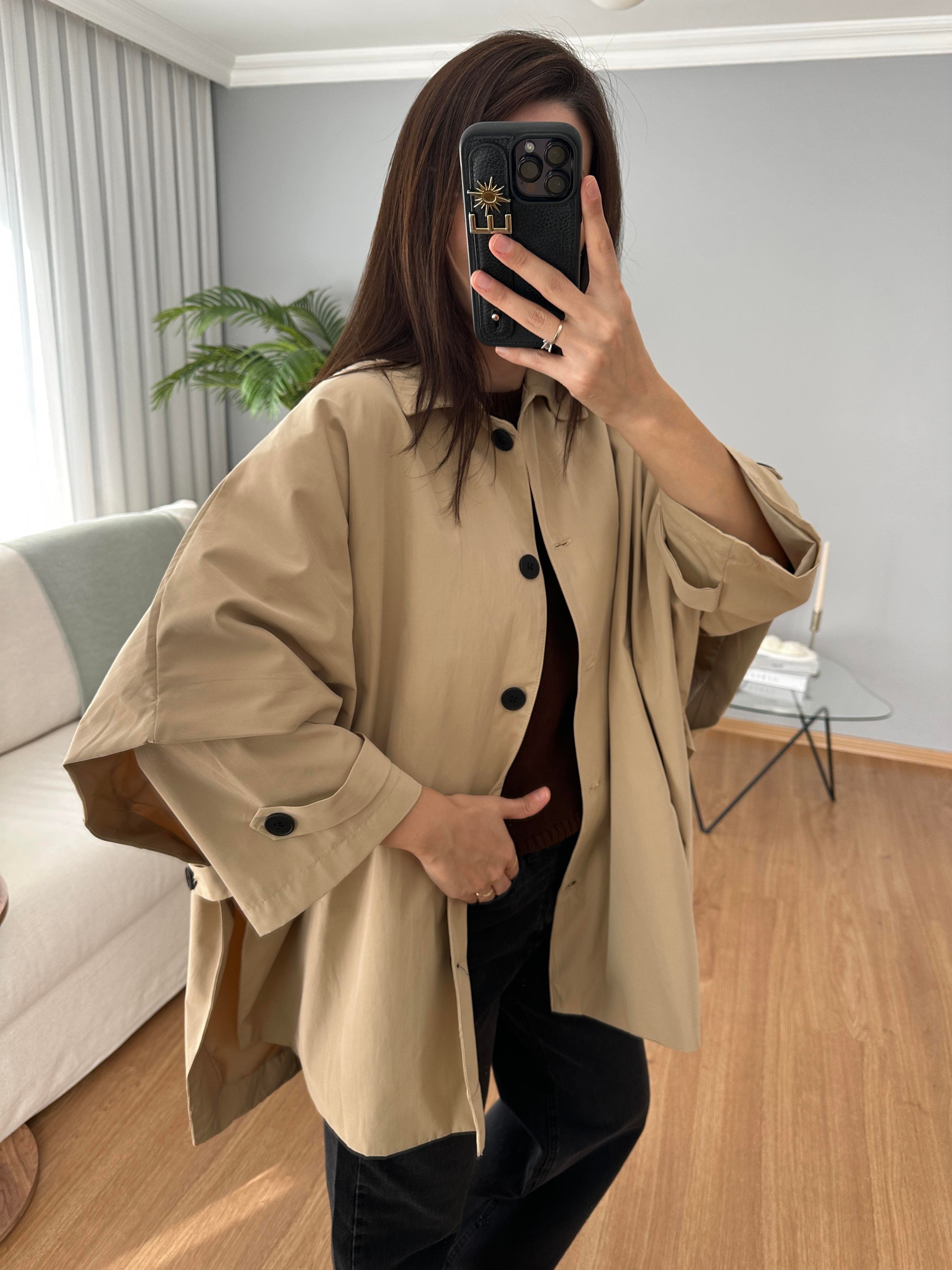 Bej Rengi Panço Model Trençkot 