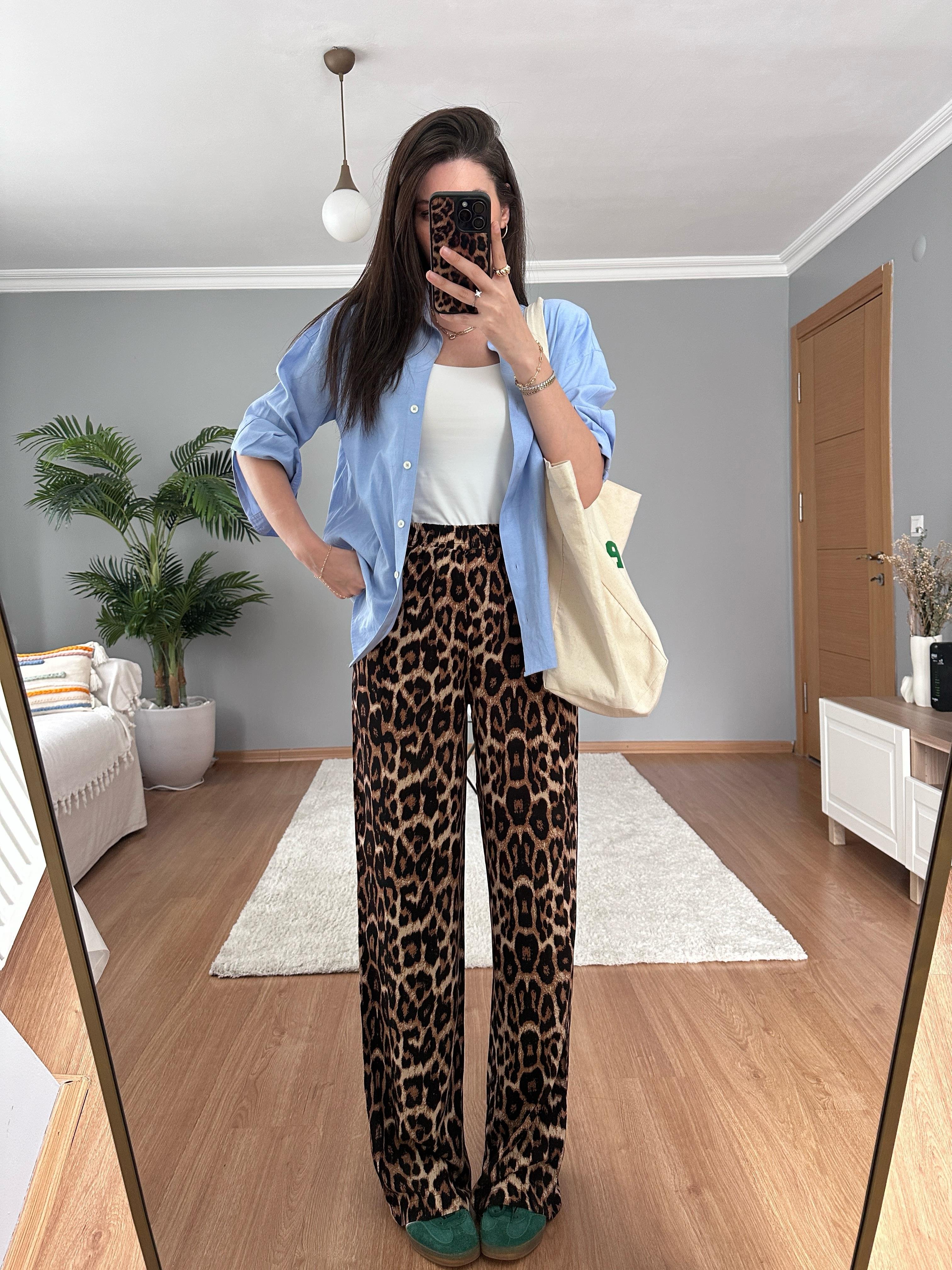 Beli Lastikli Leopar Pantolon