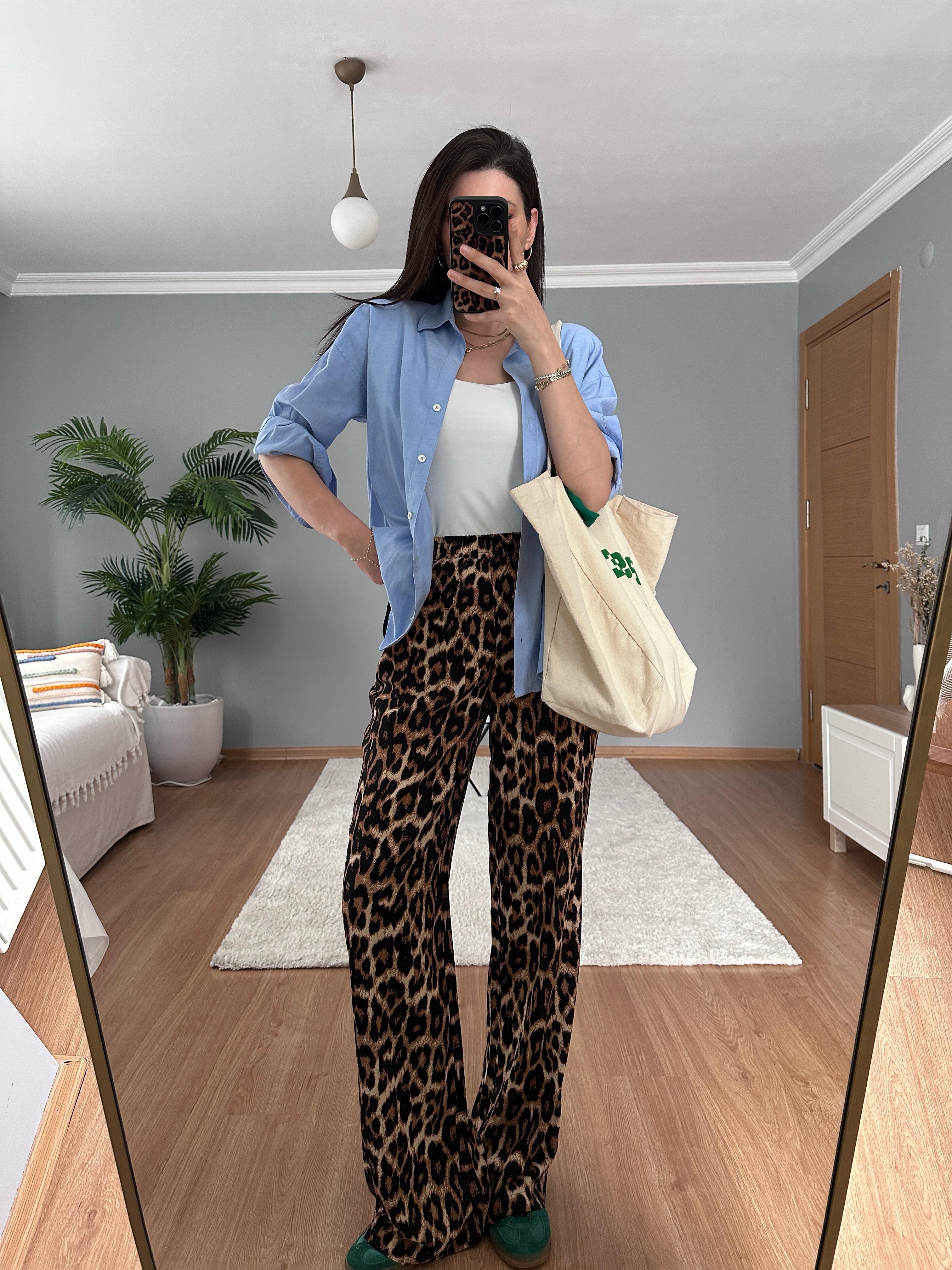 Beli Lastikli Leopar Pantolon
