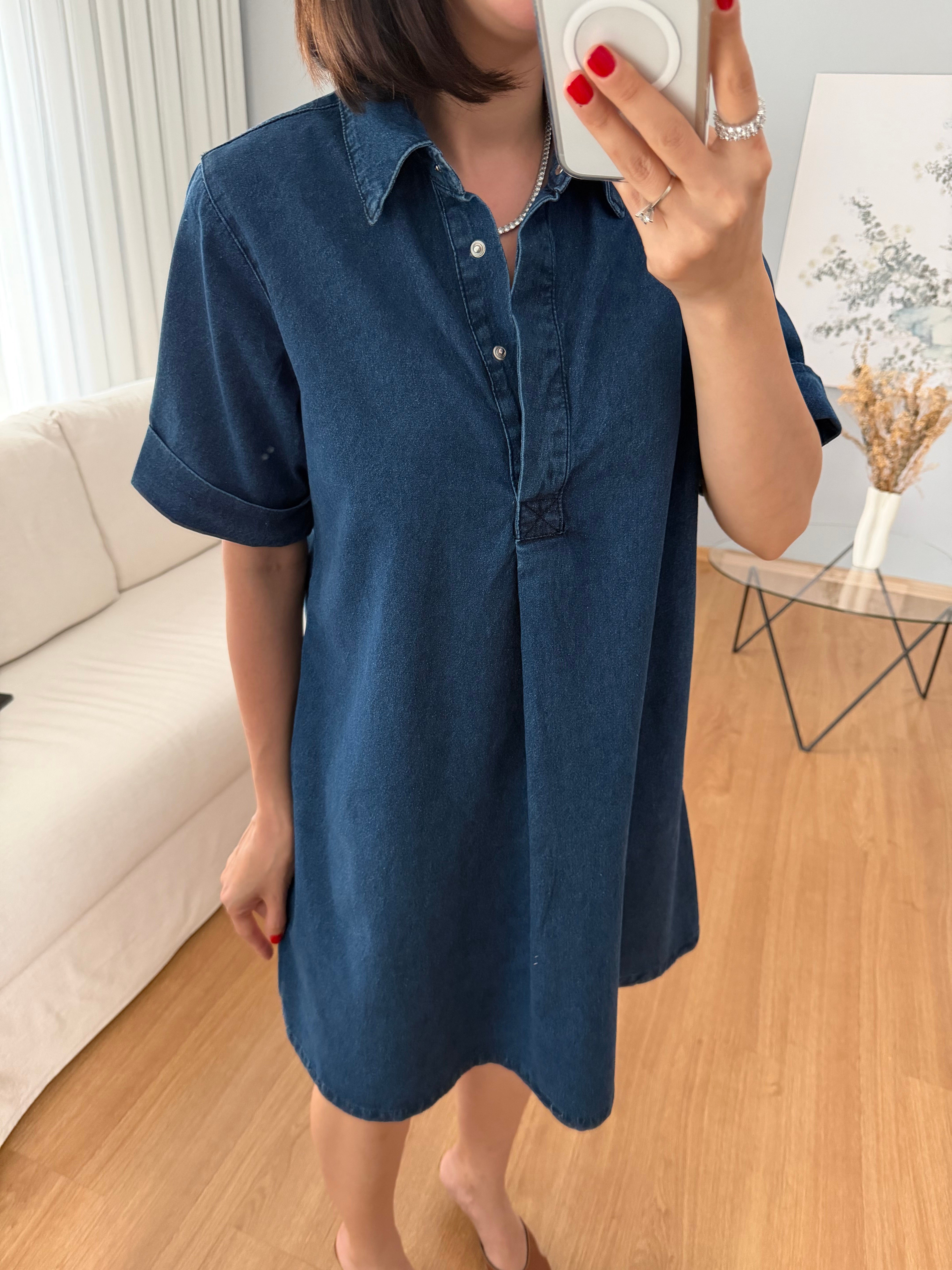Bellora Koyu Denim Renk Cepli Elbise 