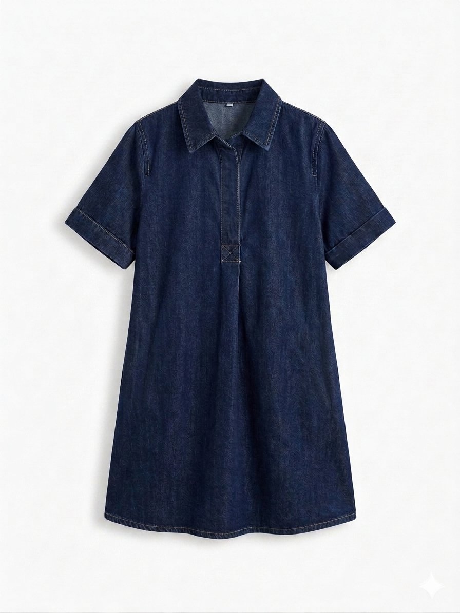 Bellora Koyu Denim Renk Cepli Elbise 