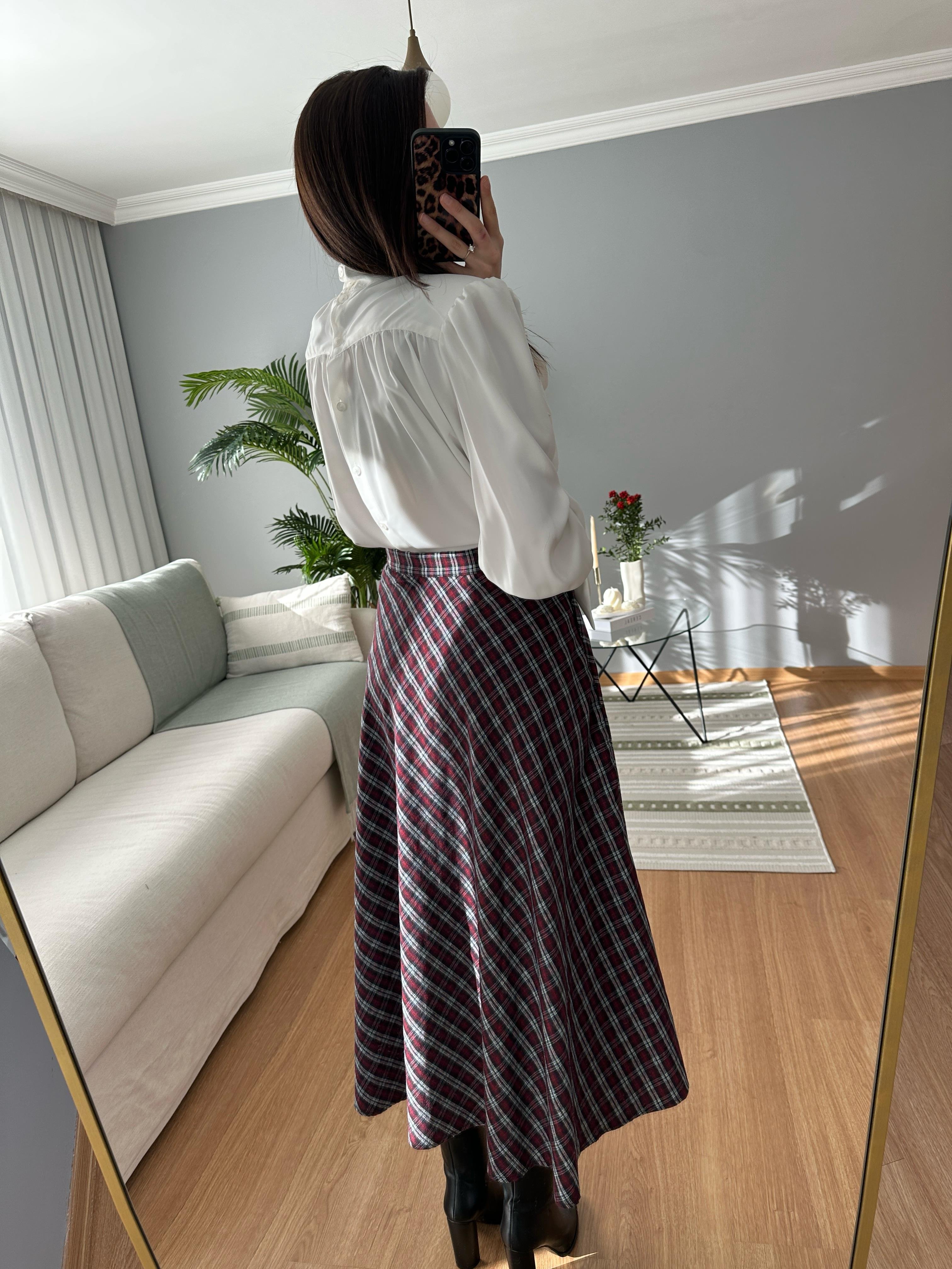 Bordo Ekose Etek