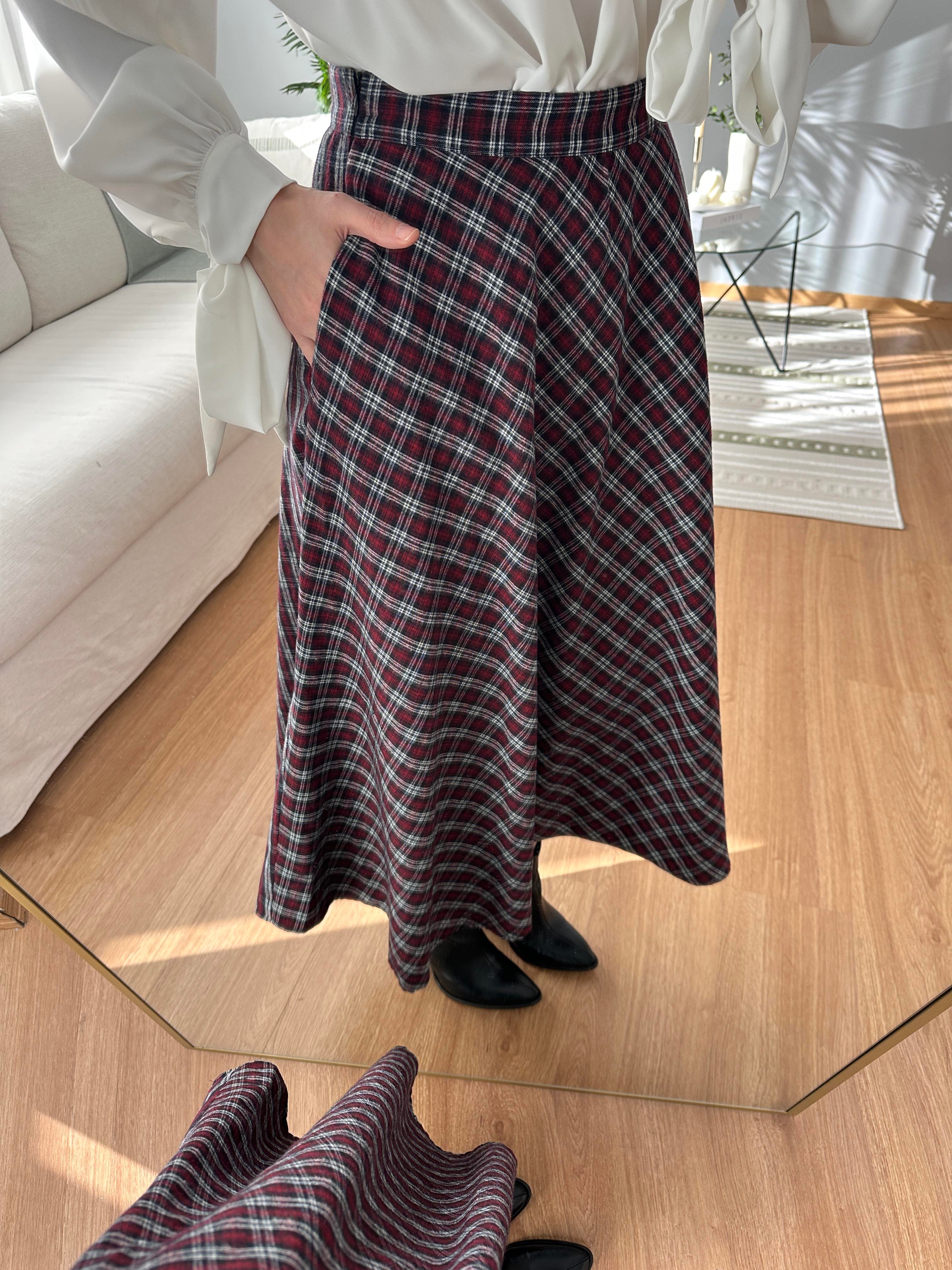 Bordo Ekose Etek