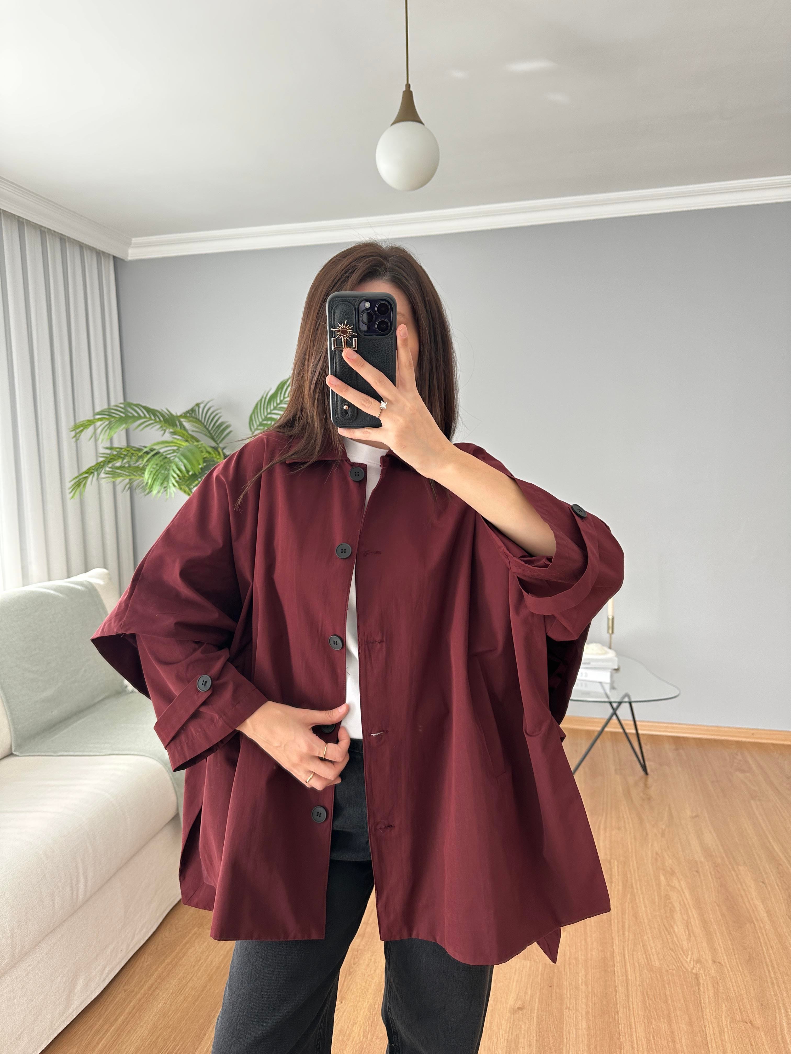 Bordo Rengi Panço Model Trençkot 