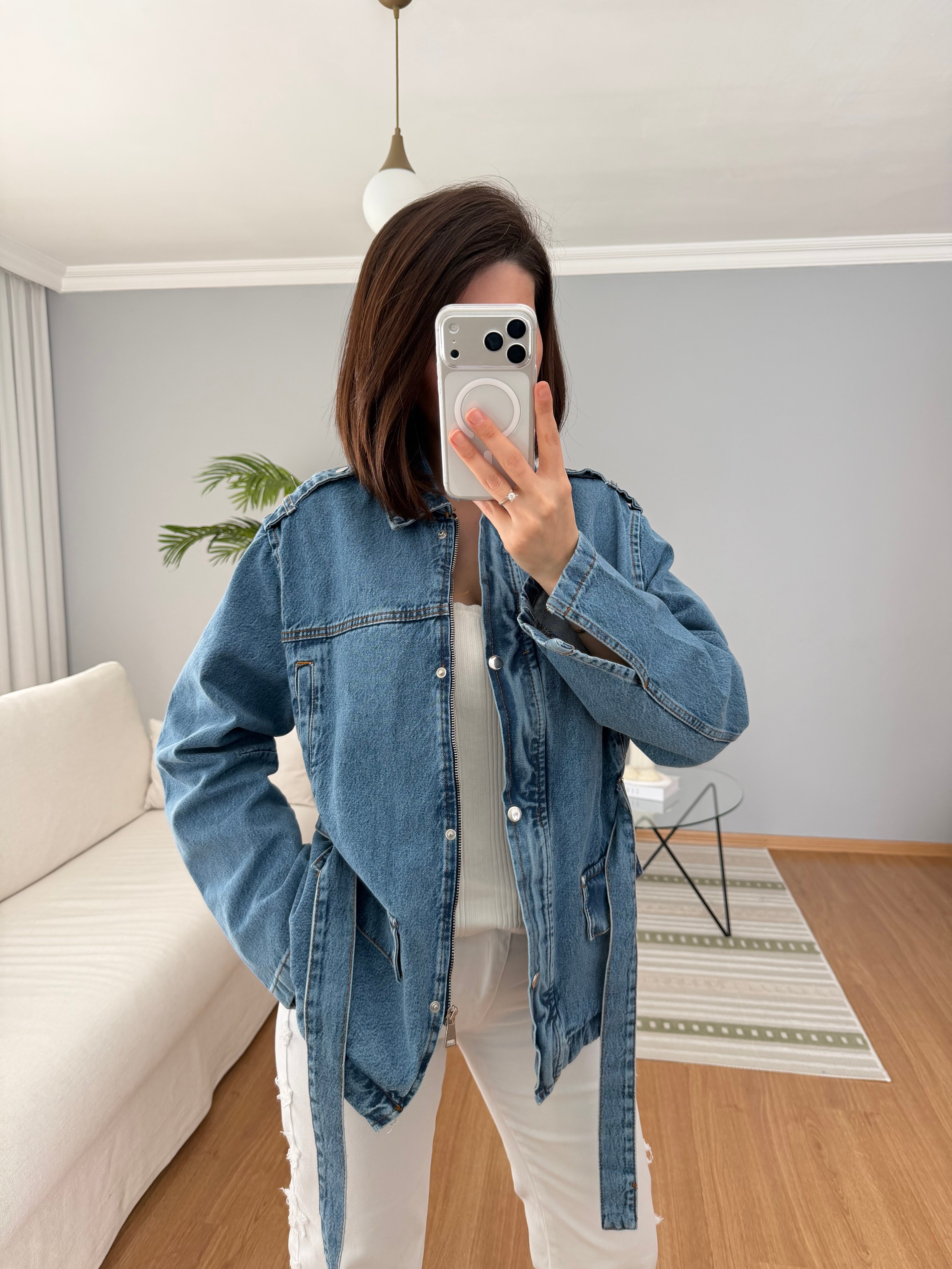 Calm Kuşaklı Denim Ceket 
