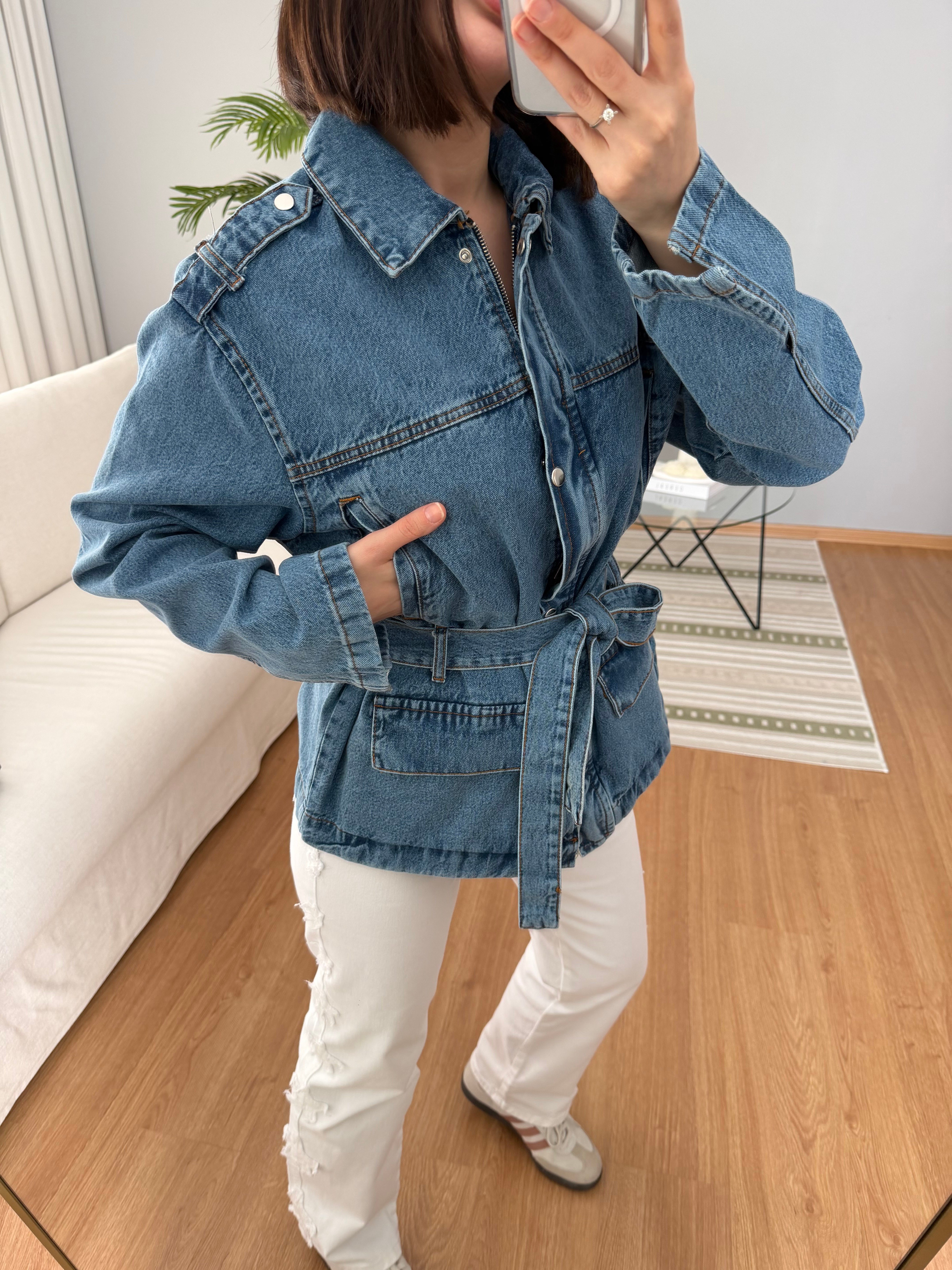 Calm Kuşaklı Denim Ceket 