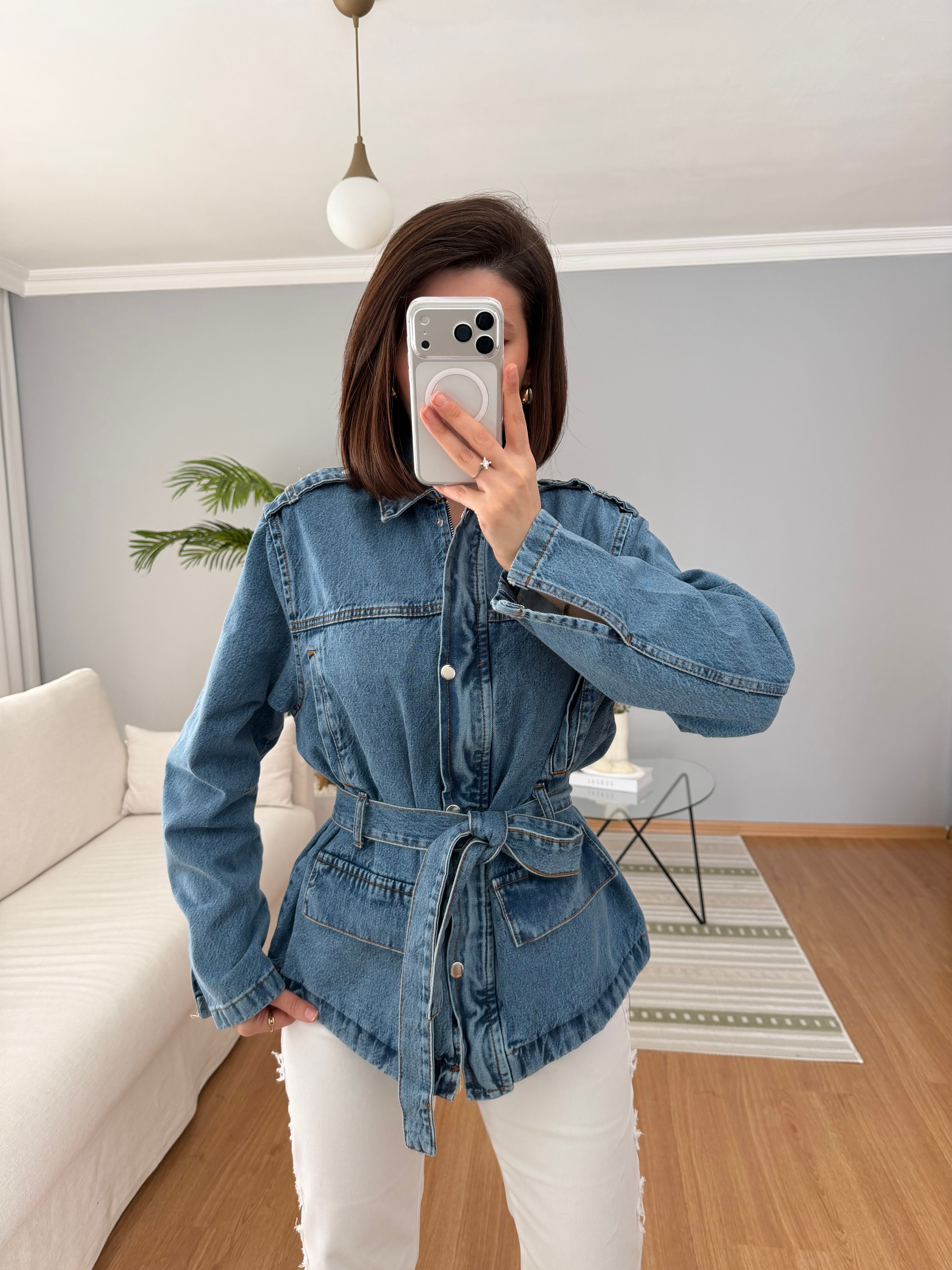 Calm Kuşaklı Denim Ceket 