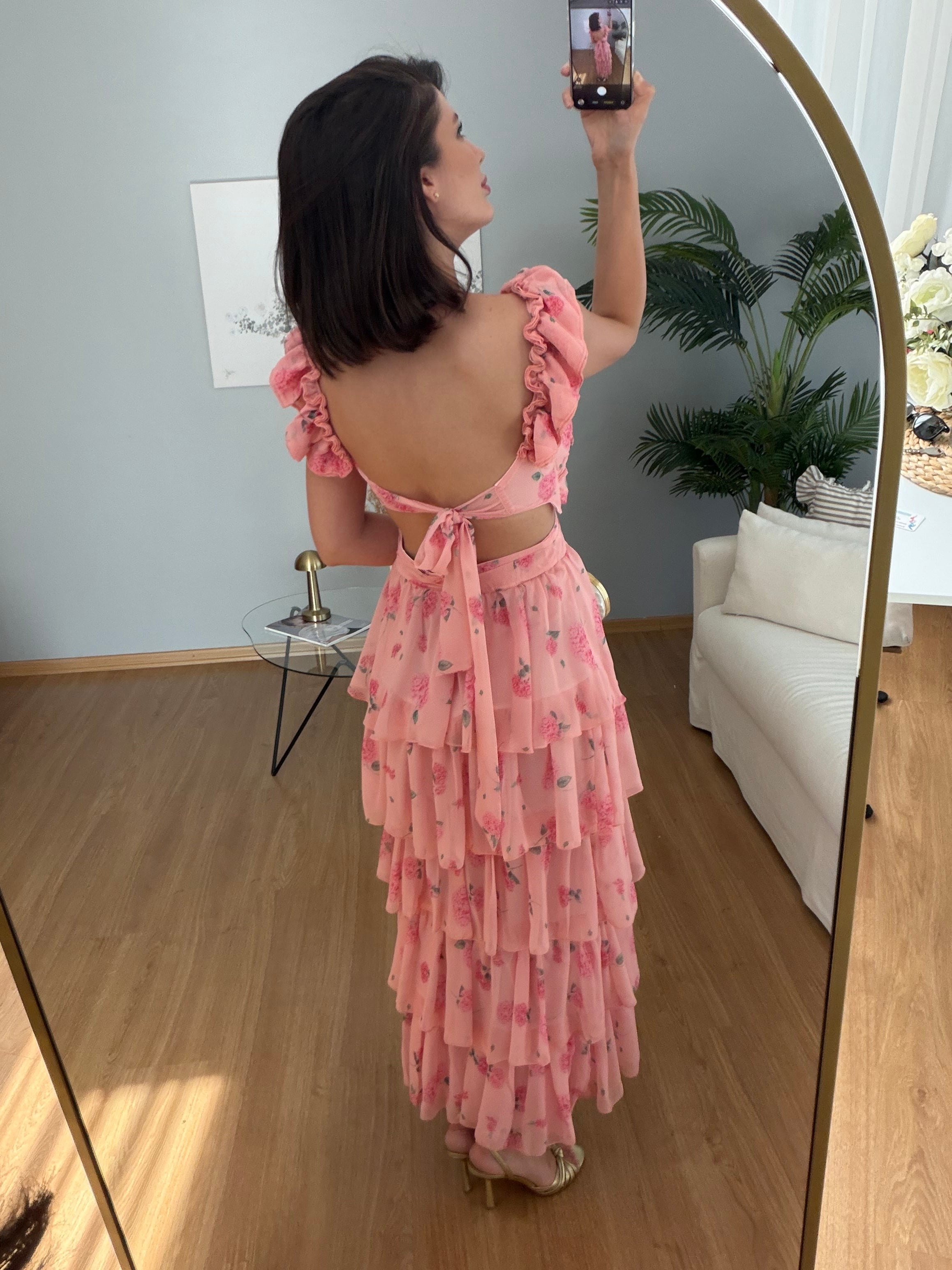 Chiara Yanları Pencereli  Katlı Elbise 