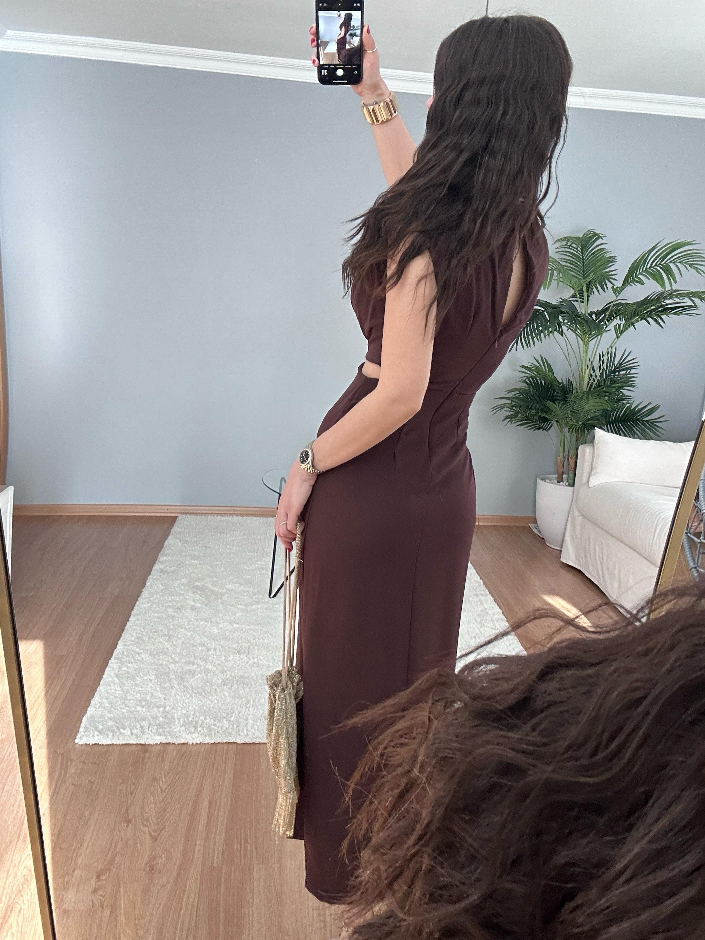 Chic Kahve Elbise