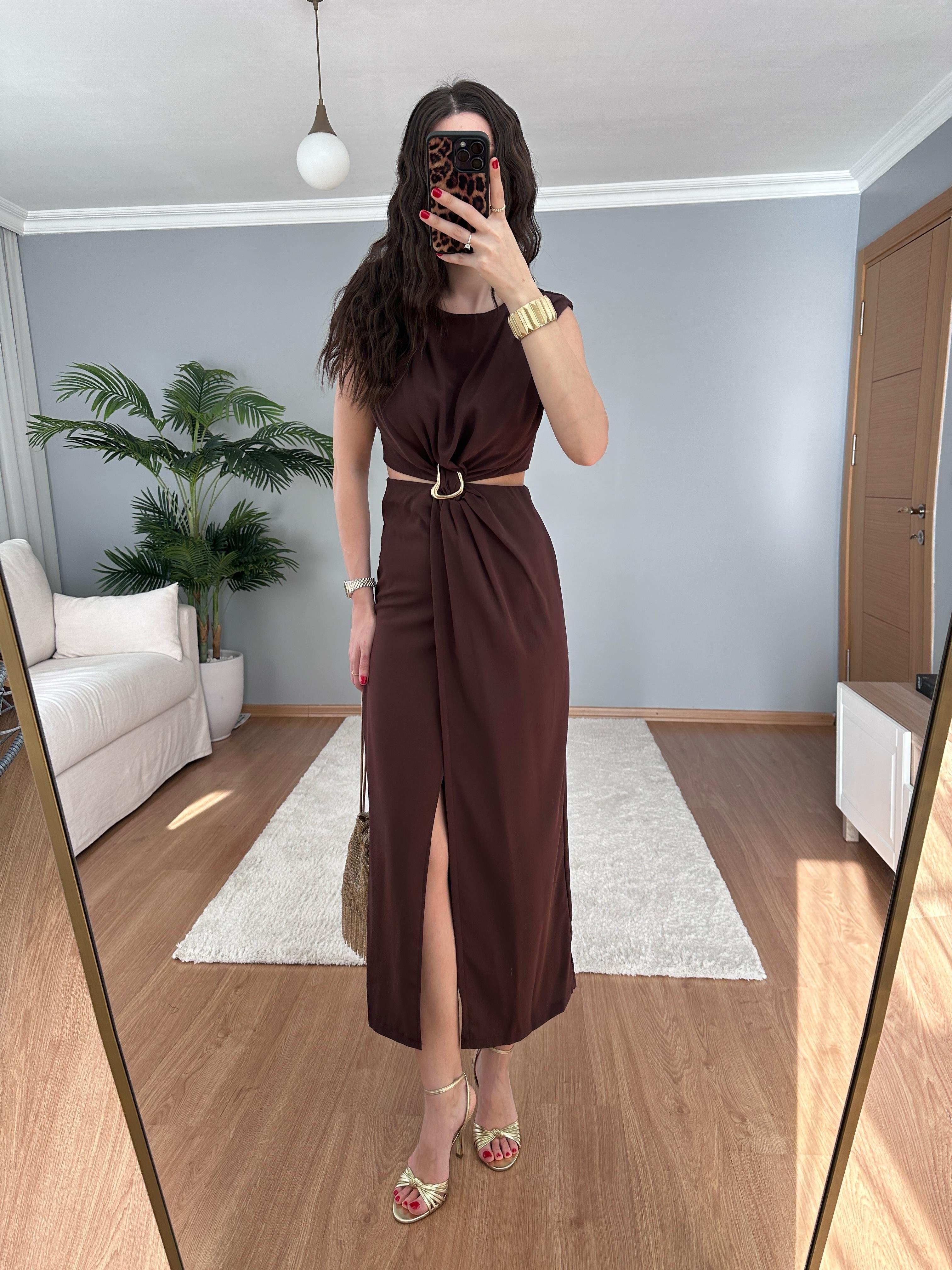 Chic Kahve Elbise