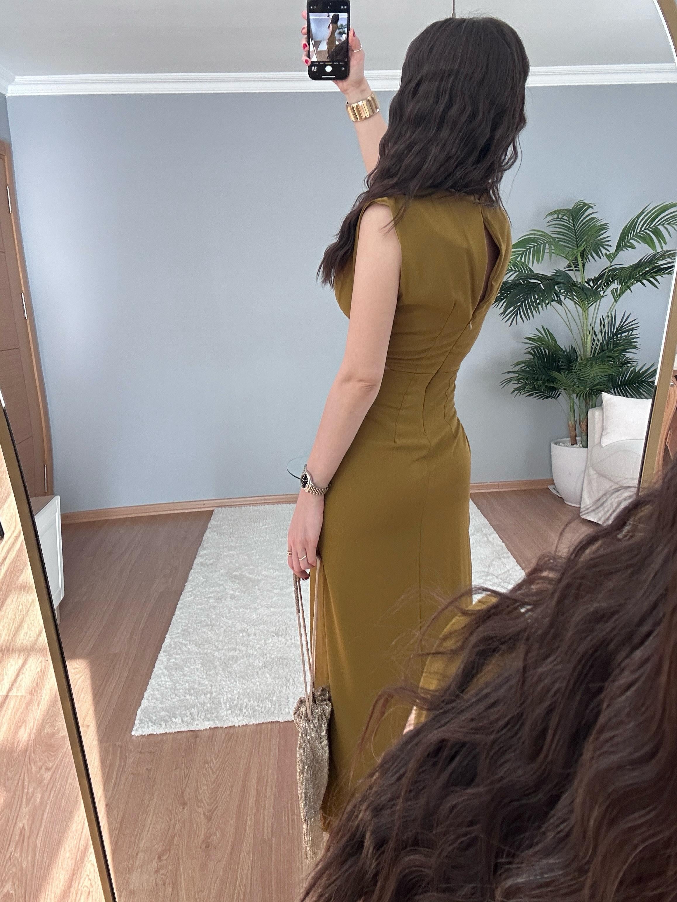 Chic Yağ Yeşili Elbise