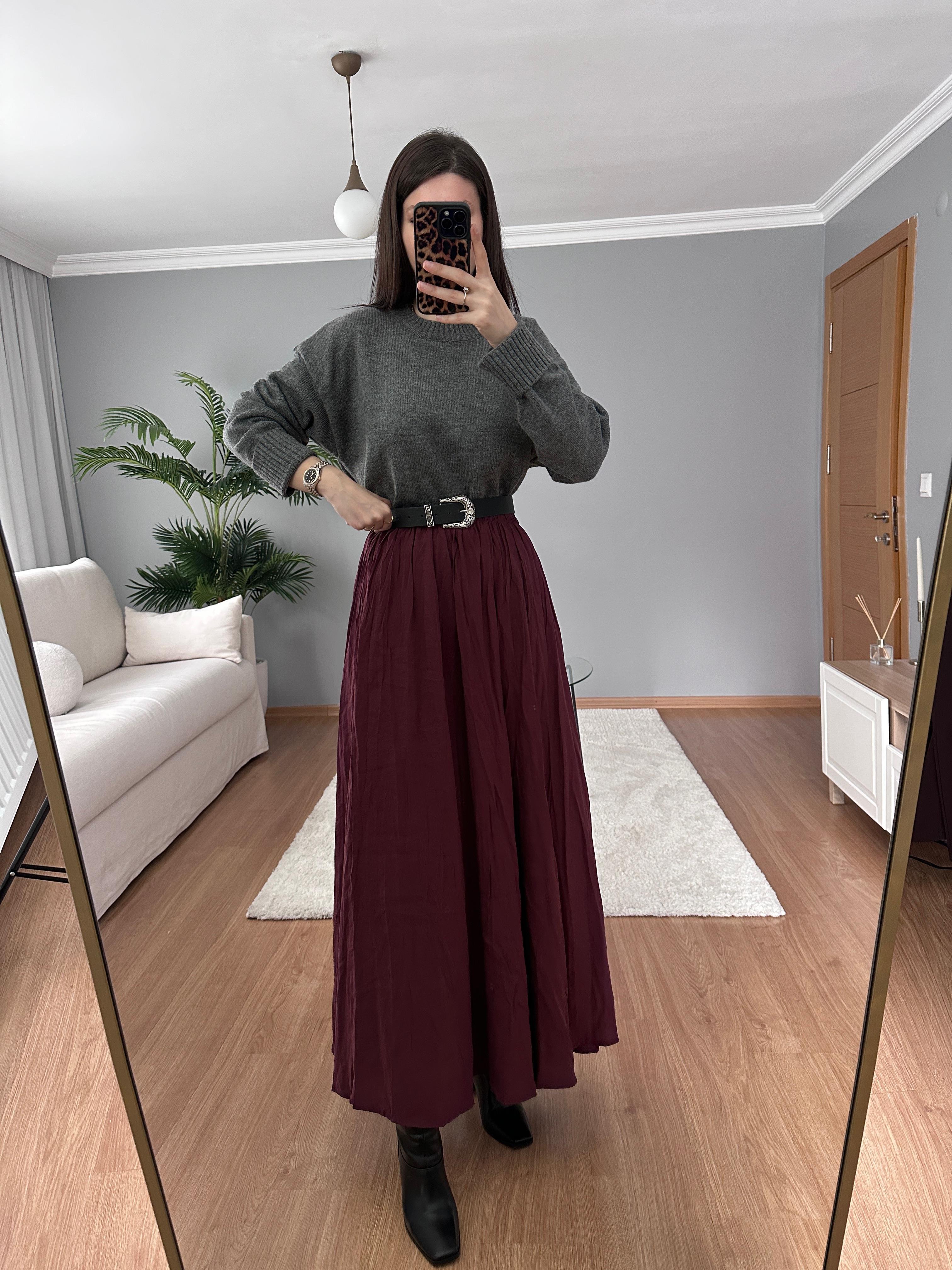 Cinda Bordo Renk Etek 