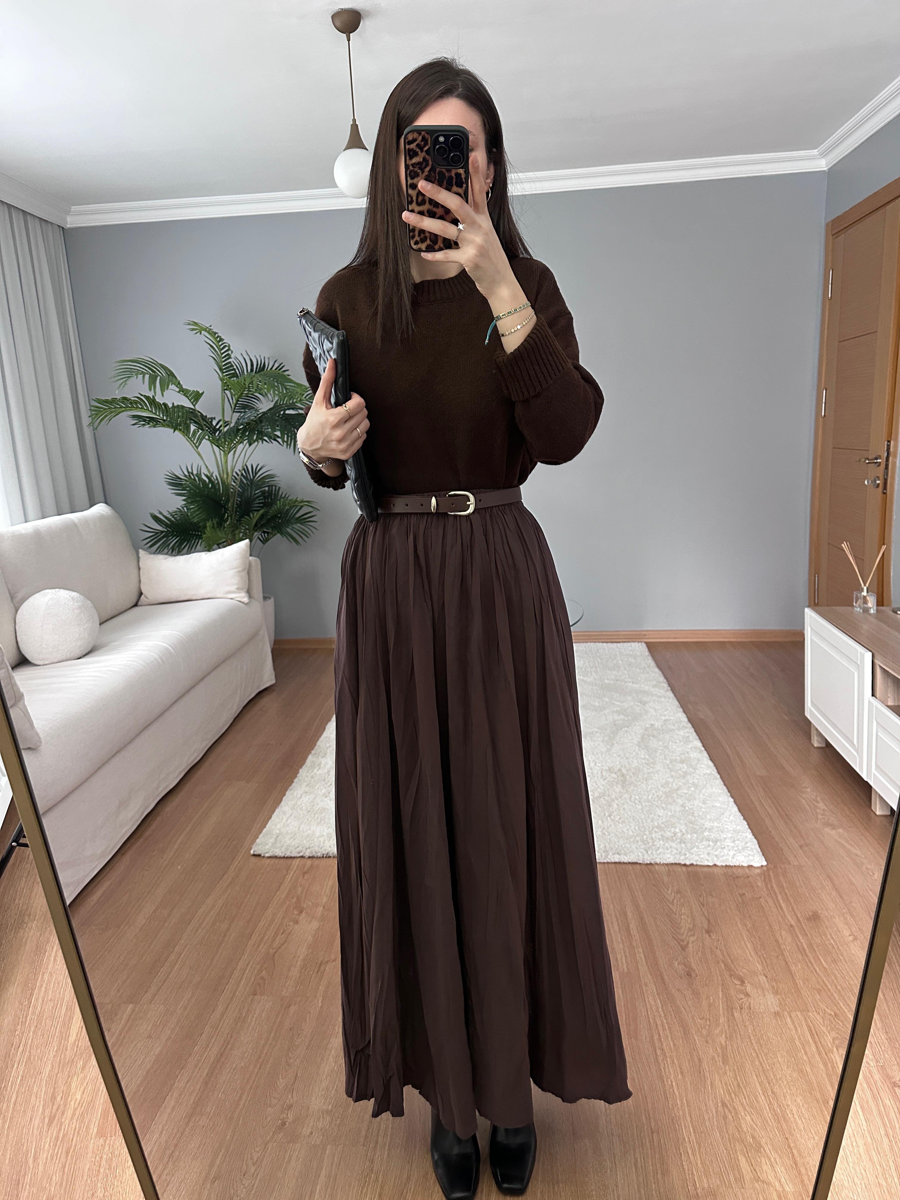 Cinda Kahve Rengi Etek 
