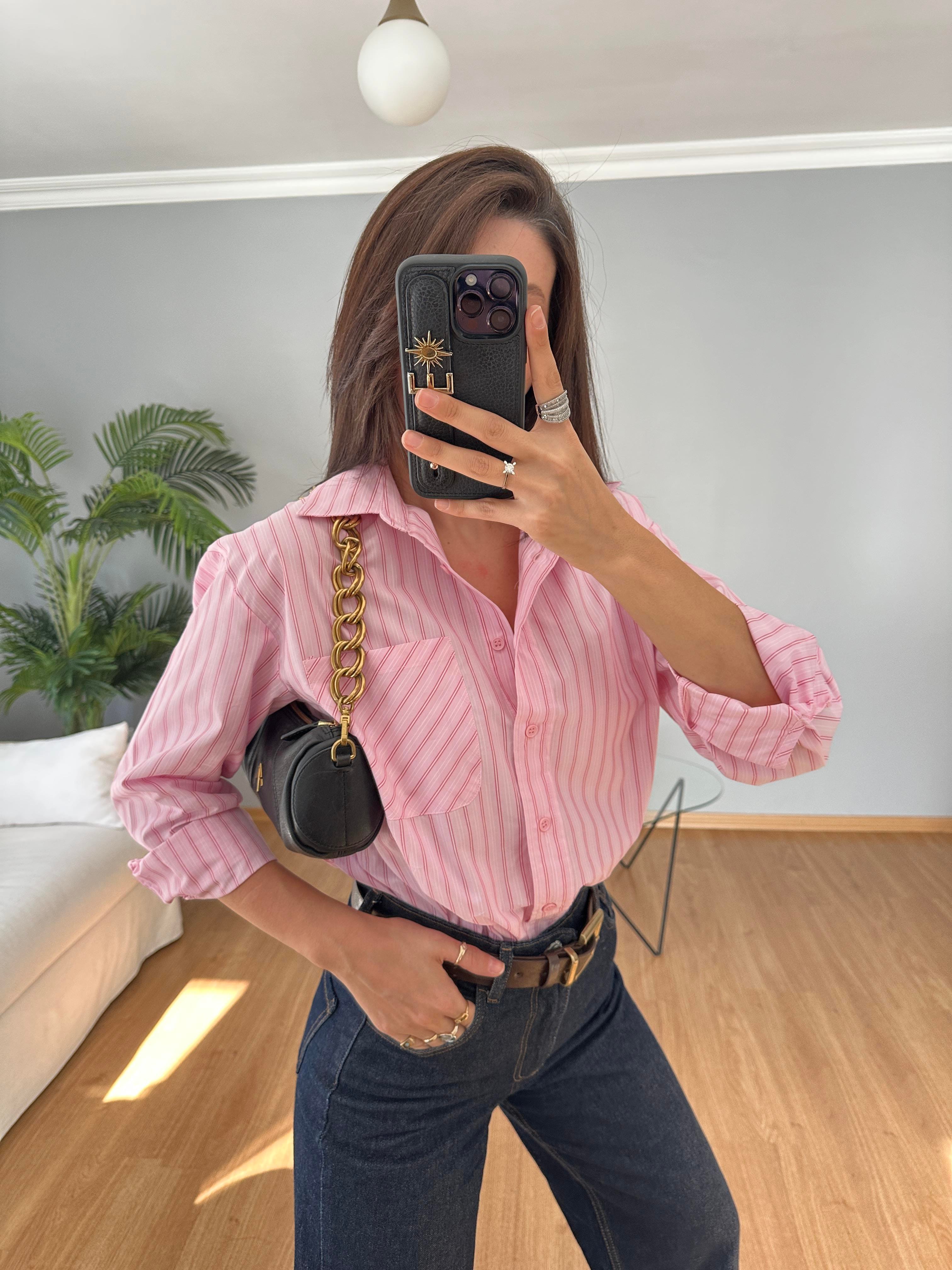 Çizgili Pembe Gömlek
