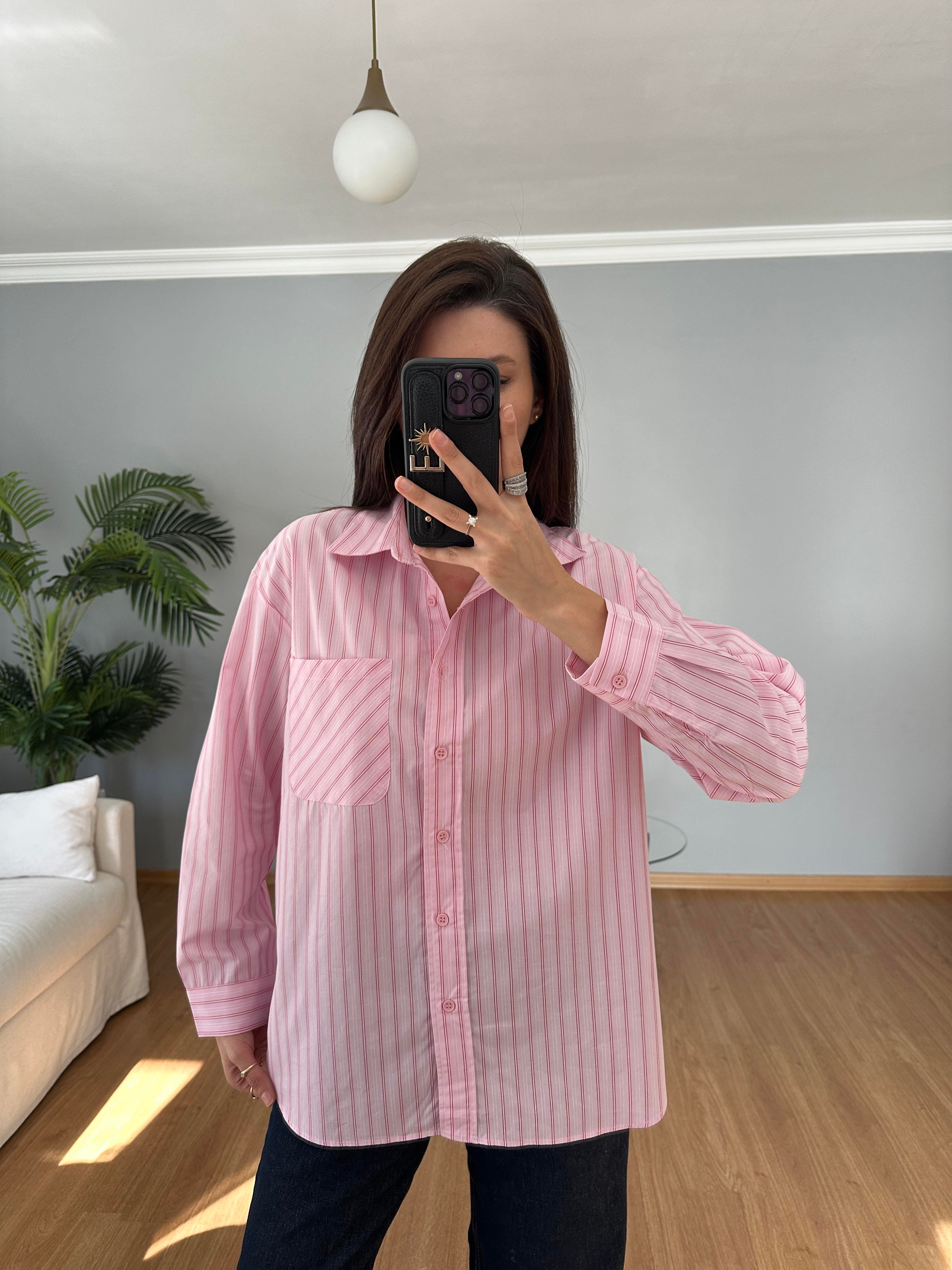 Çizgili Pembe Gömlek
