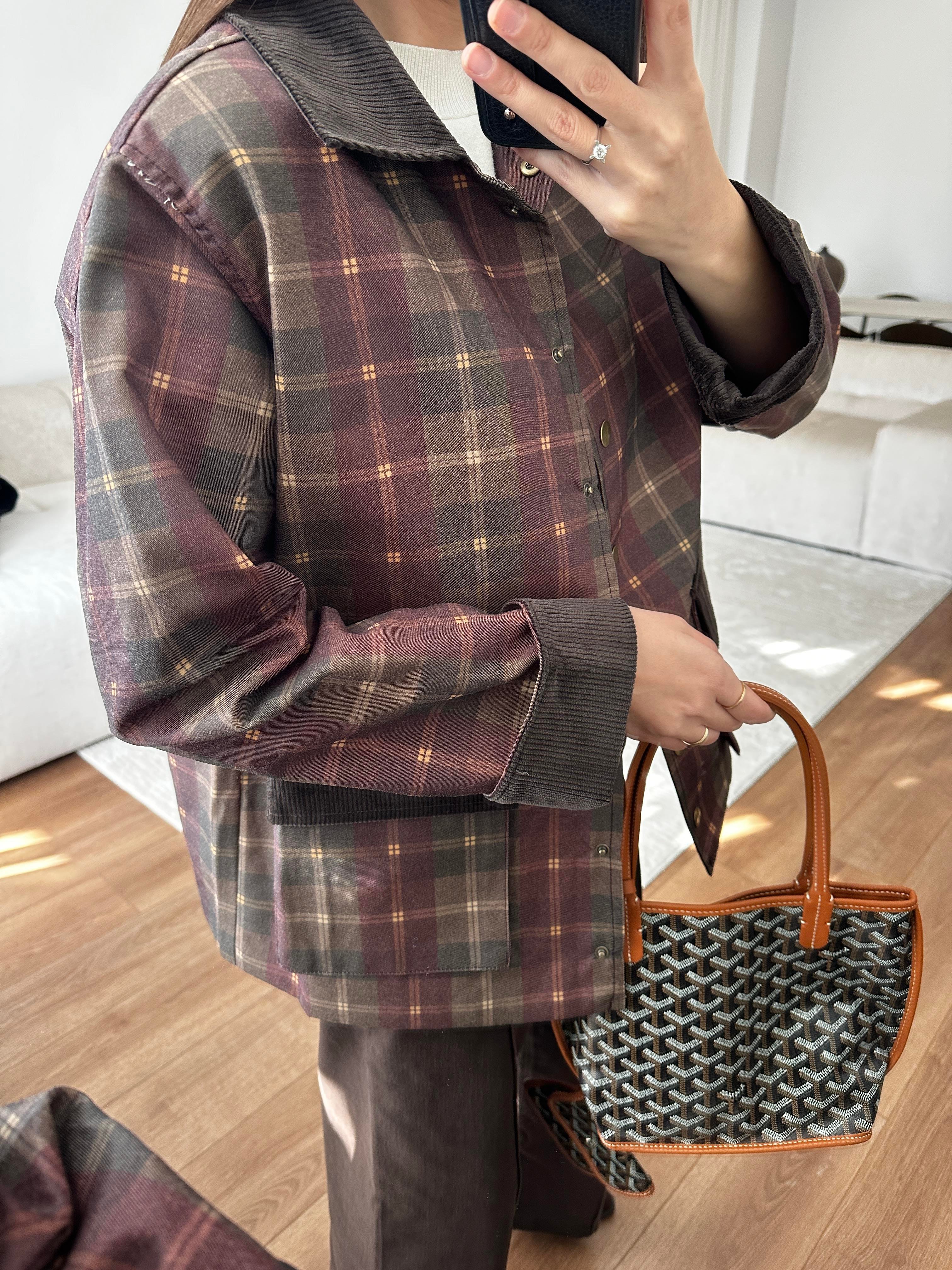 Cordy Bordo Ekose Ceket 