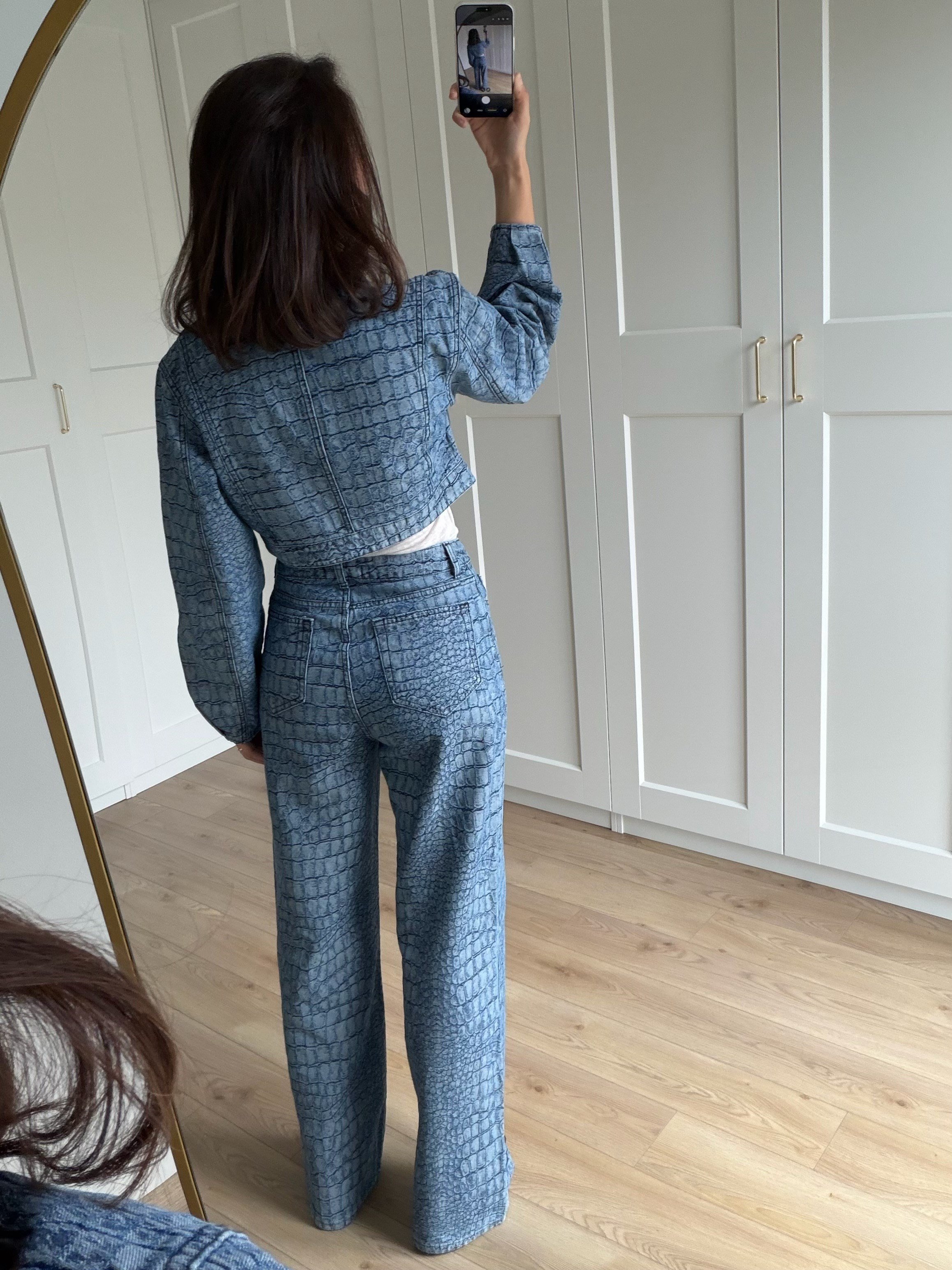 Crocodile Desenli Denim Takım