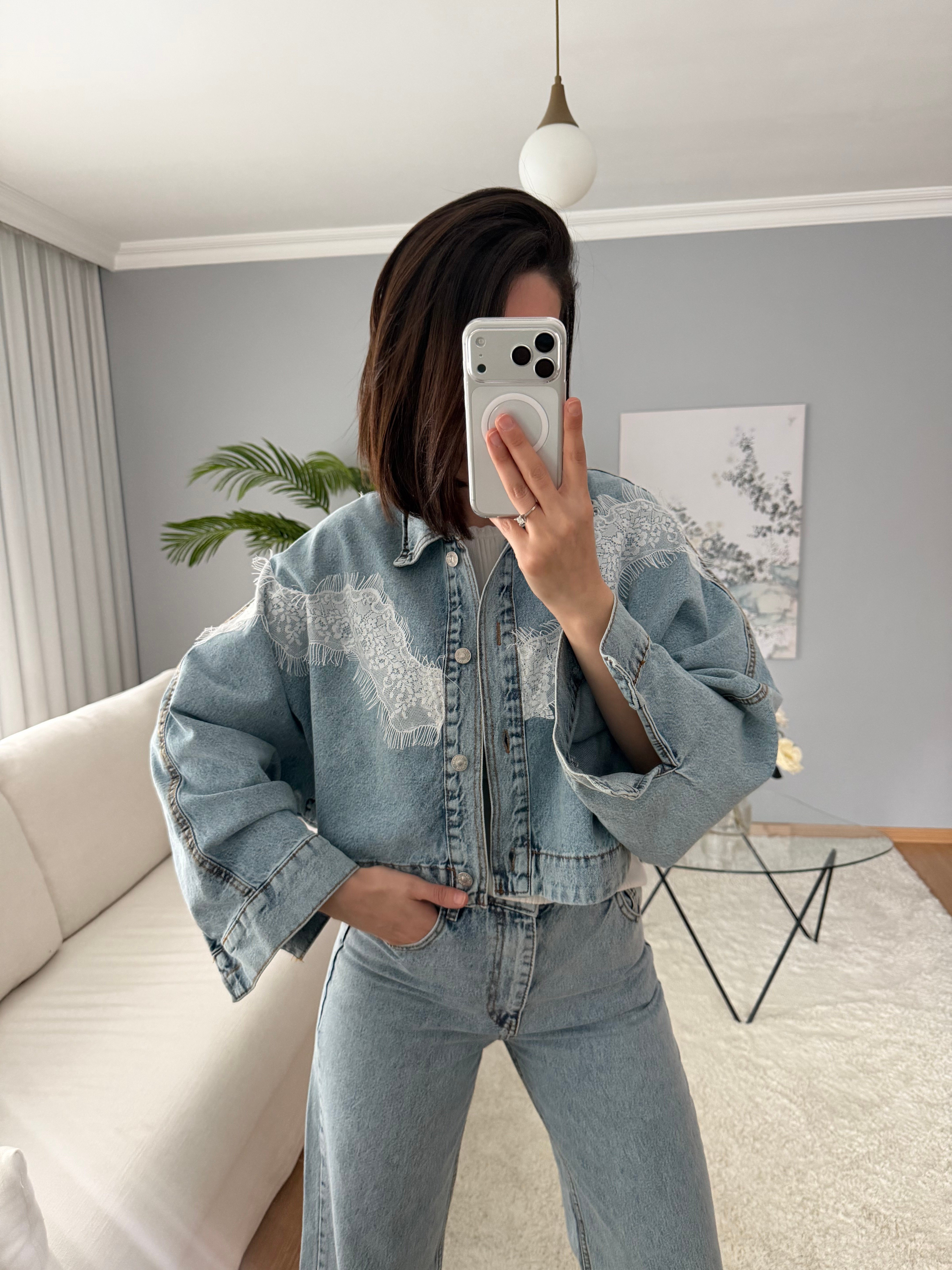 Dantel Denim Takım