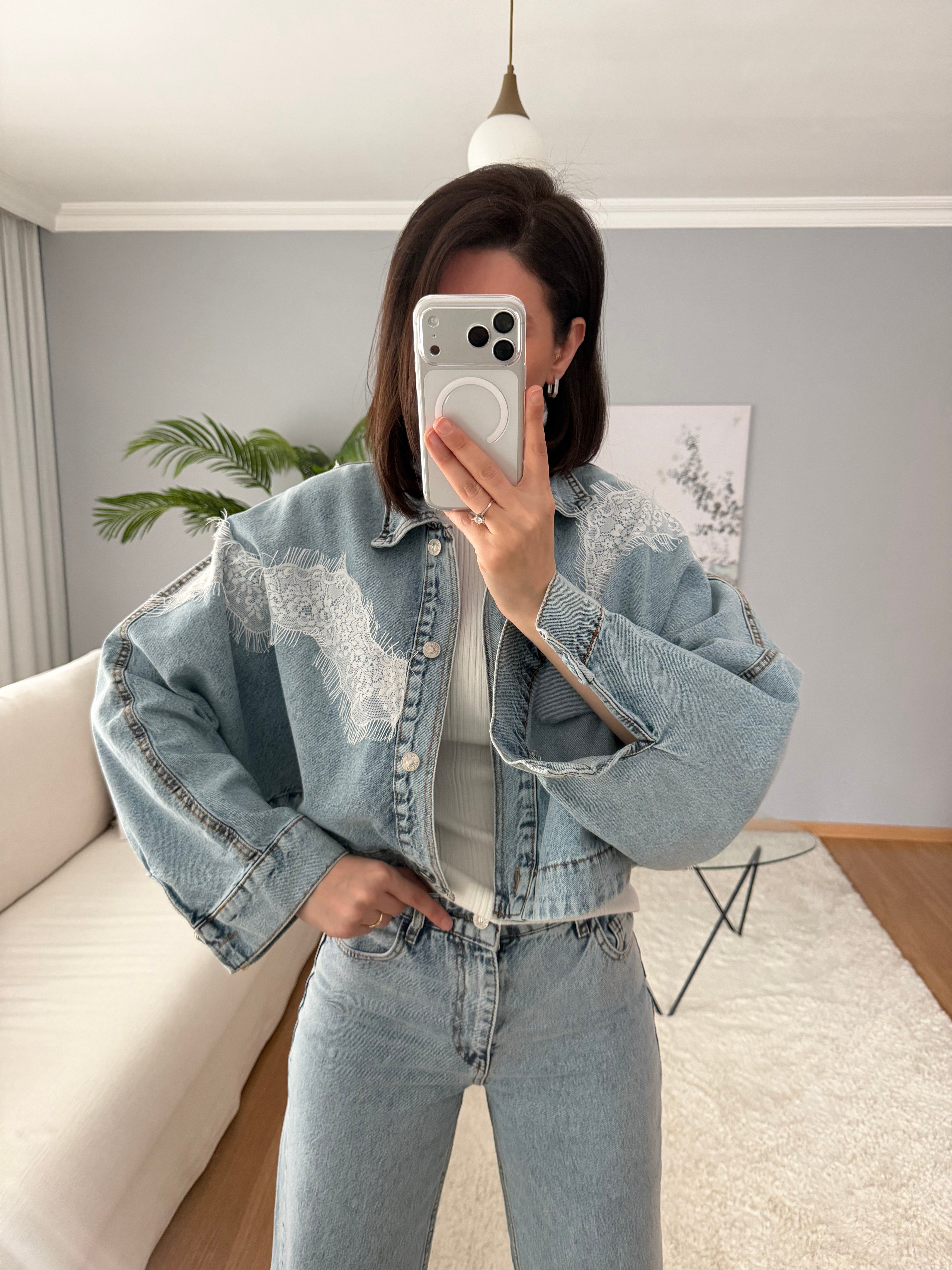 Dantel Denim Takım
