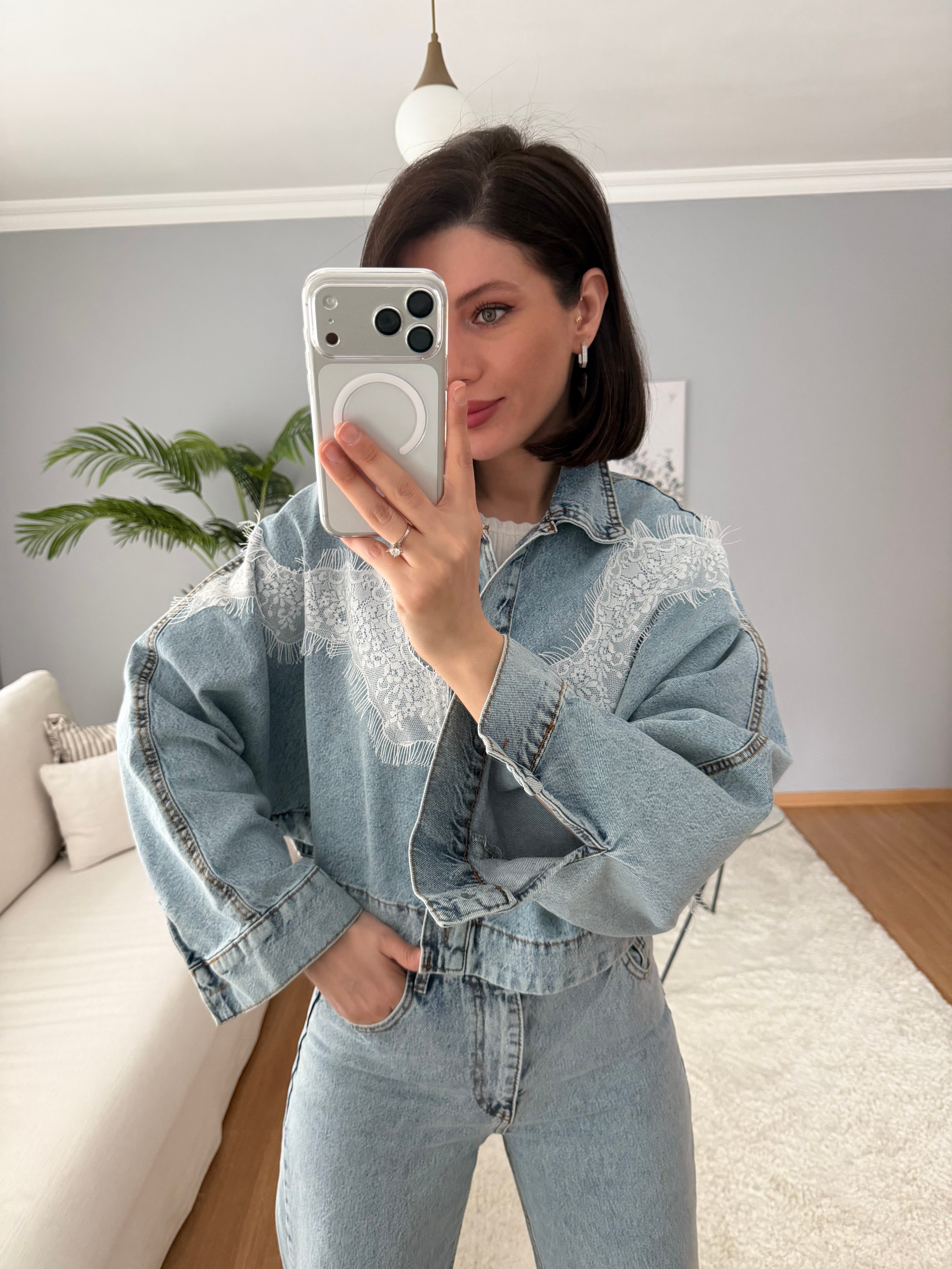 Dantel Denim Takım