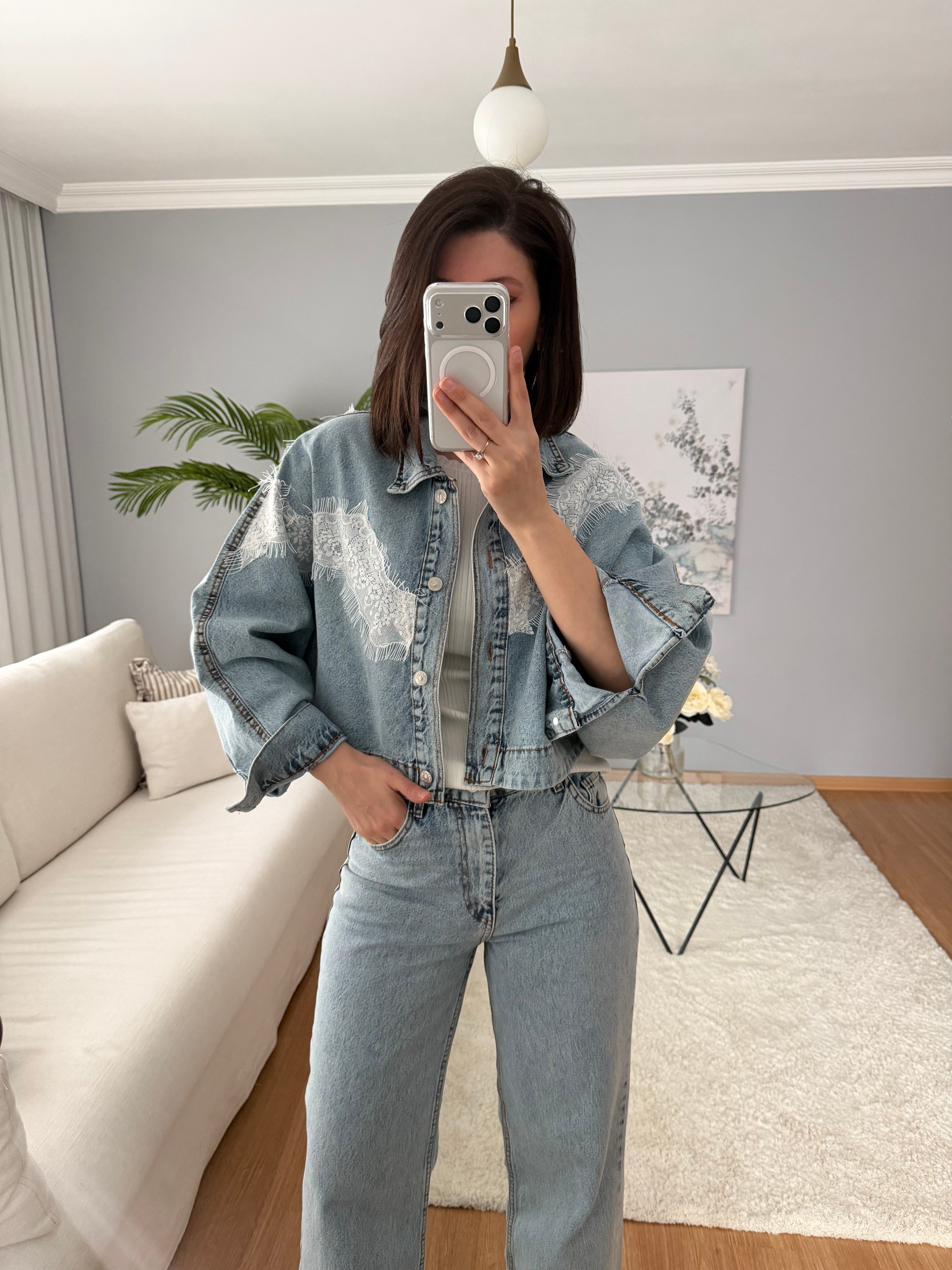 Dantel Denim Takım