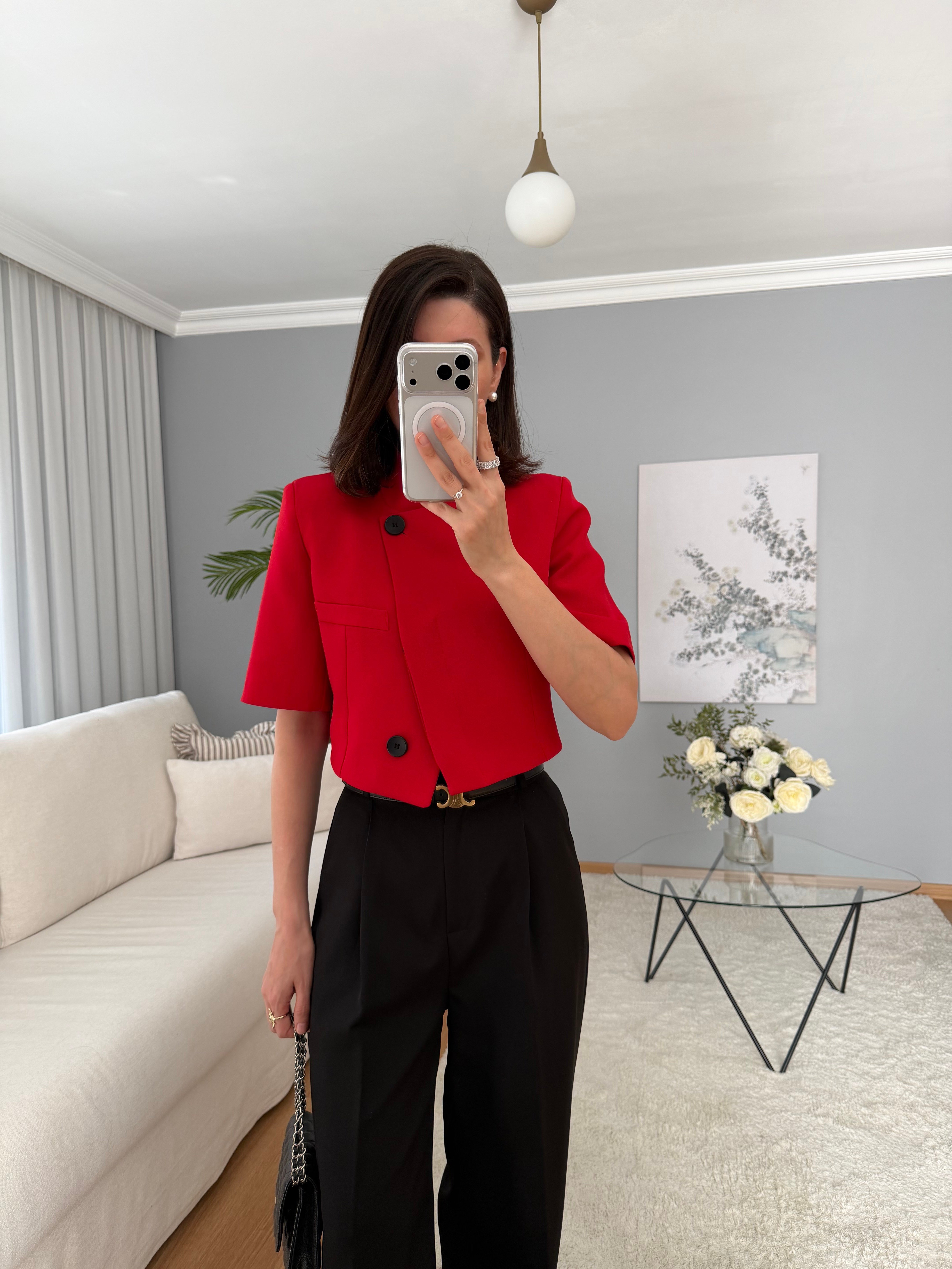Dik Yaka Crop Ceket