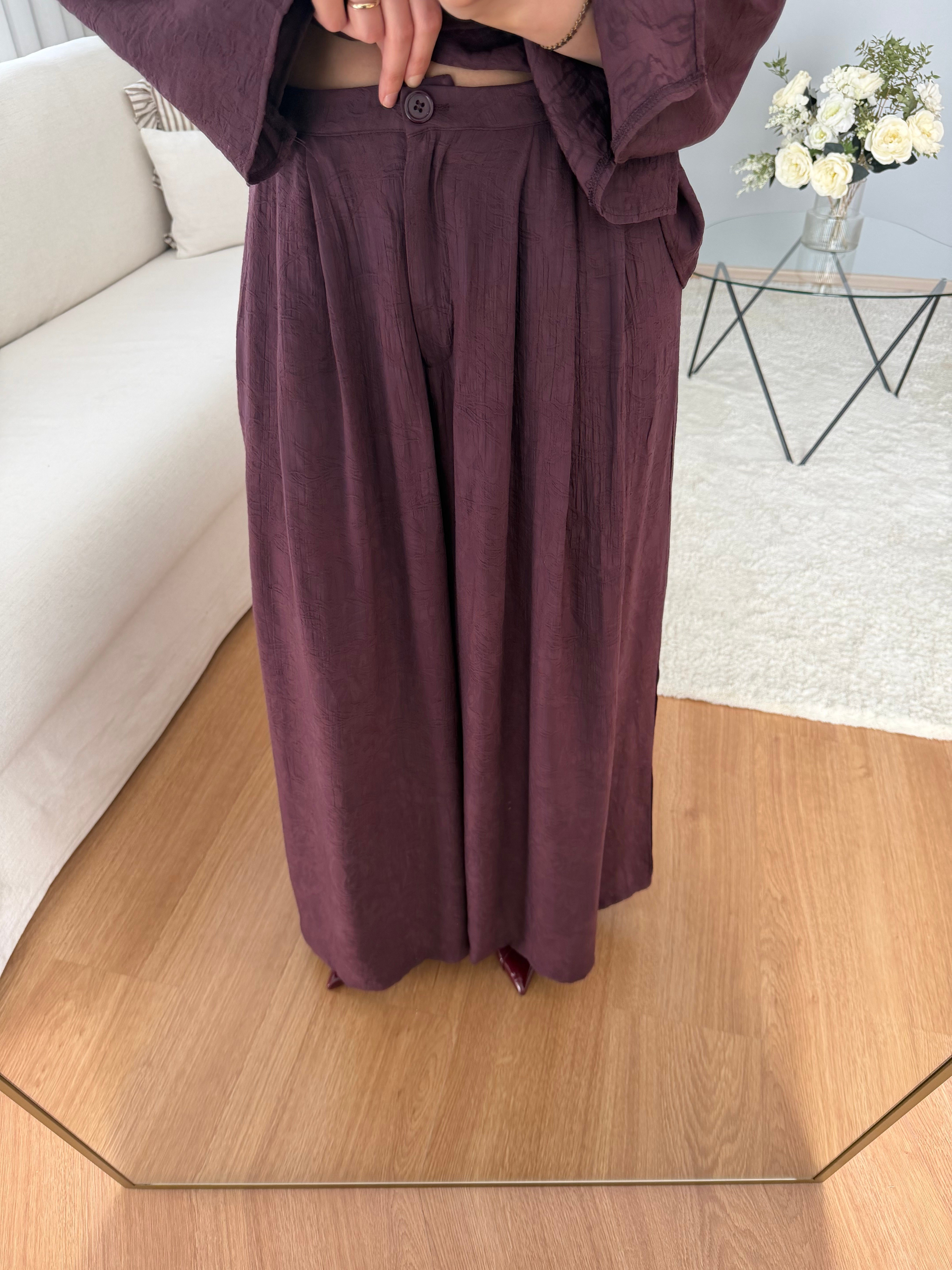 Drape Yaka Bordo Takım