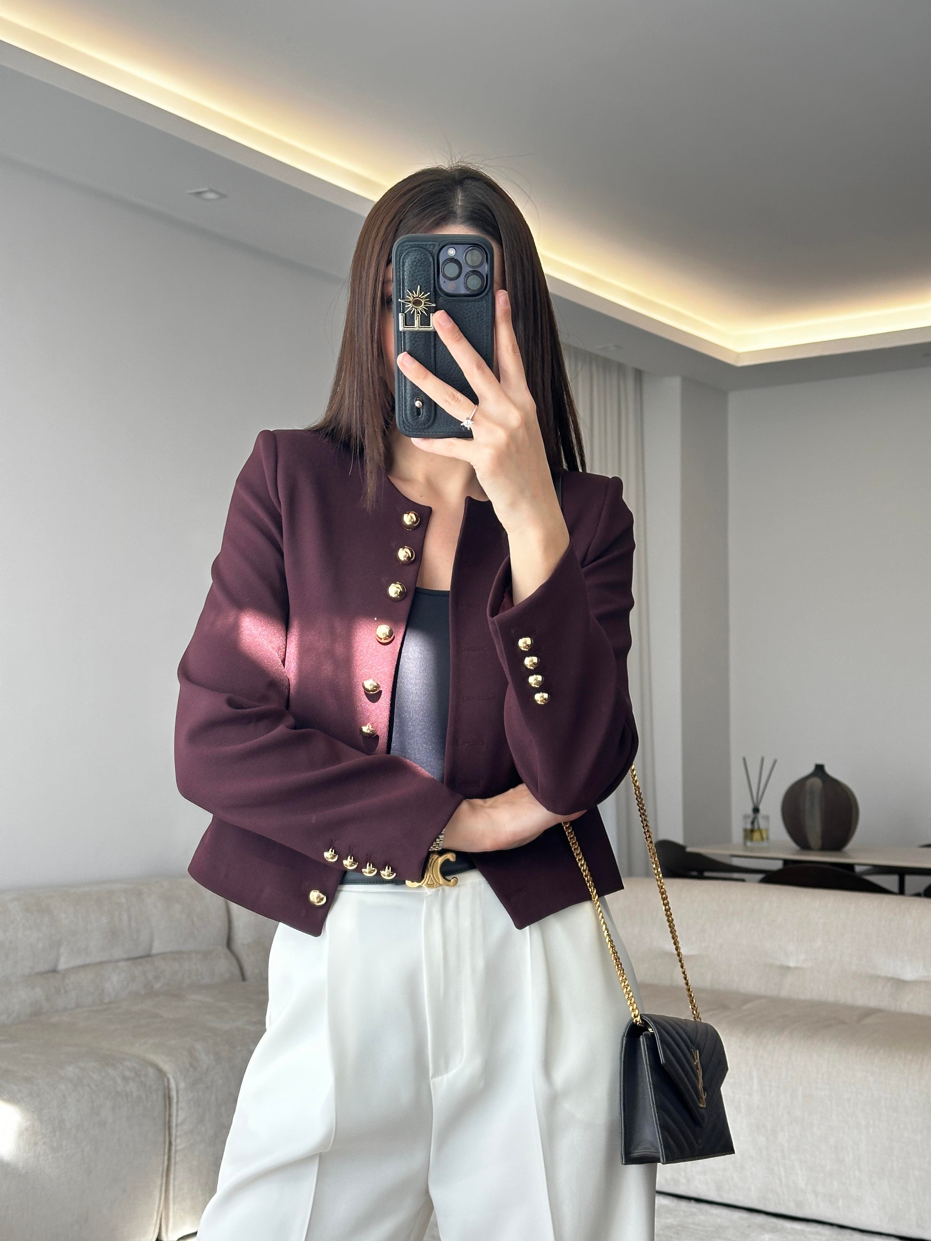 Fit Kesim Kısa Bordo Ceket
