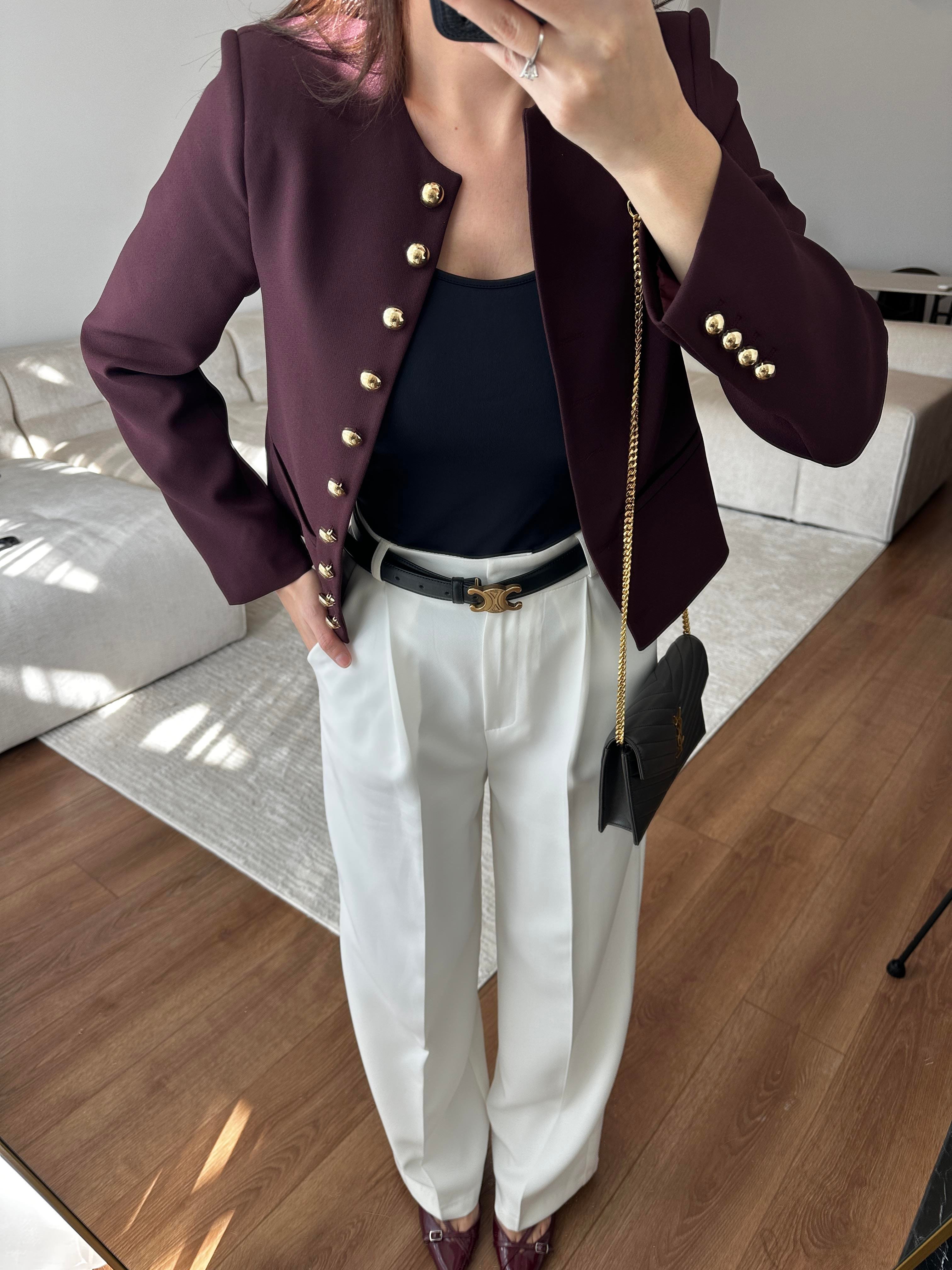 Fit Kesim Kısa Bordo Ceket