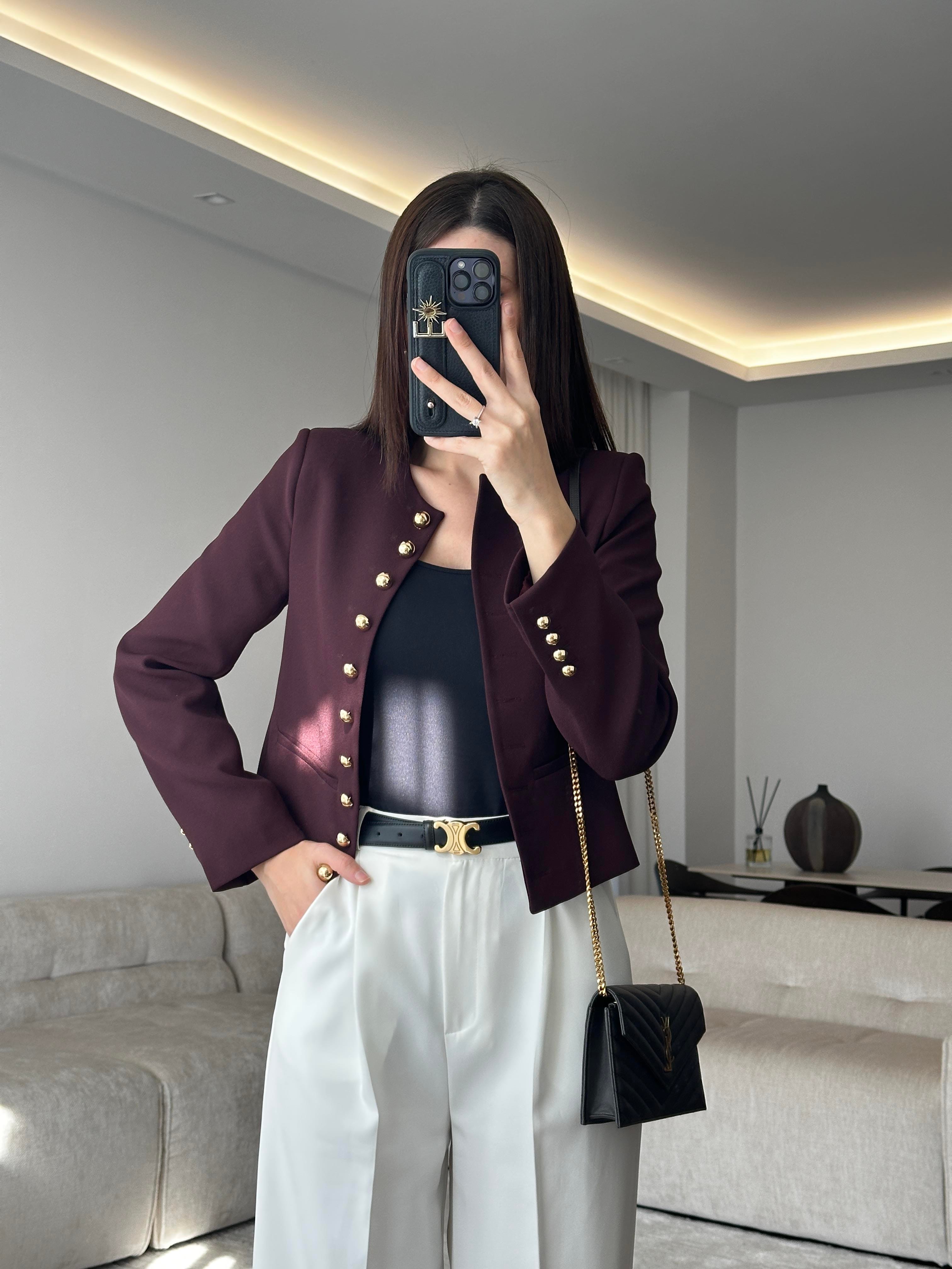Fit Kesim Kısa Bordo Ceket