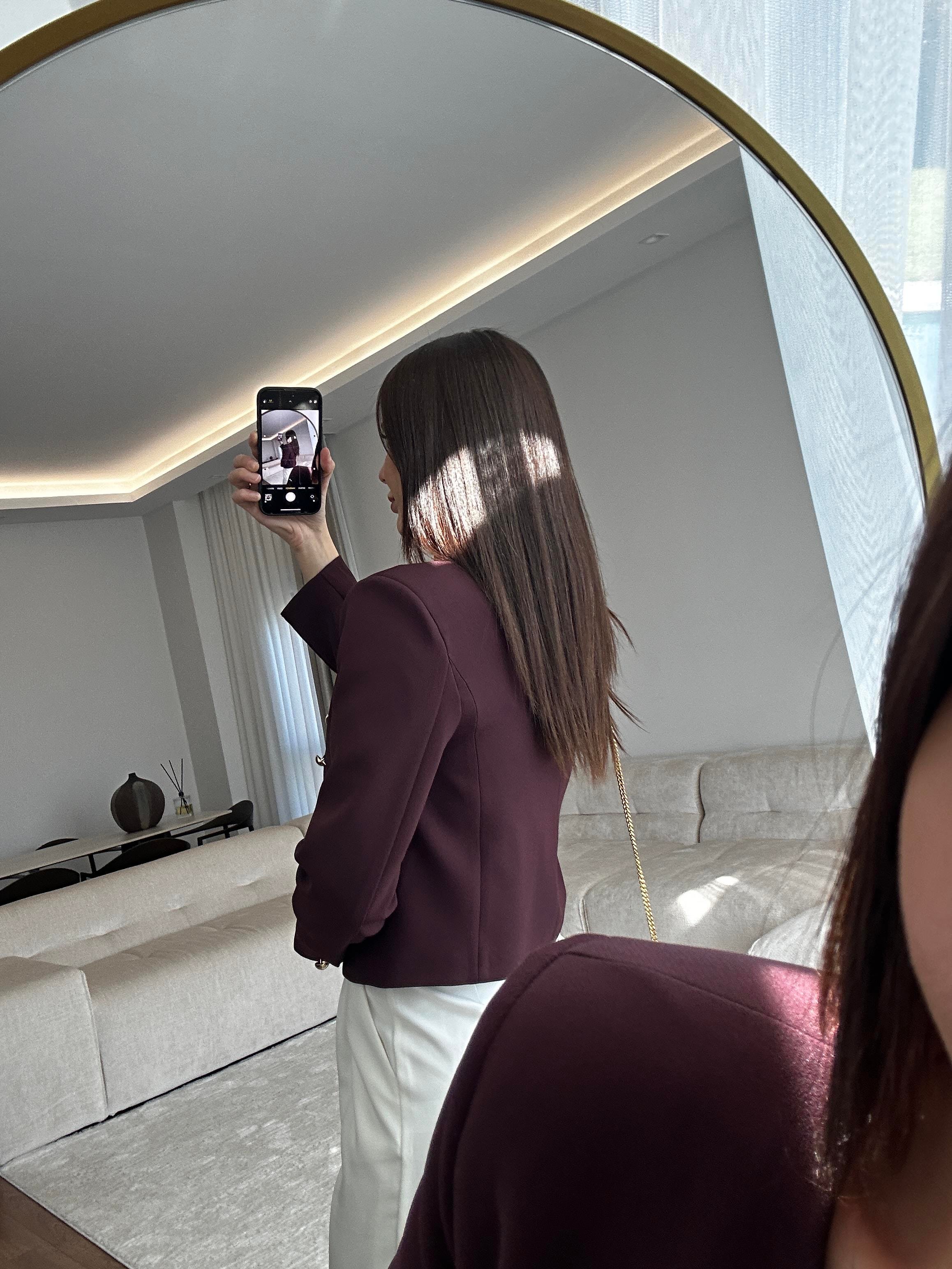 Fit Kesim Kısa Bordo Ceket
