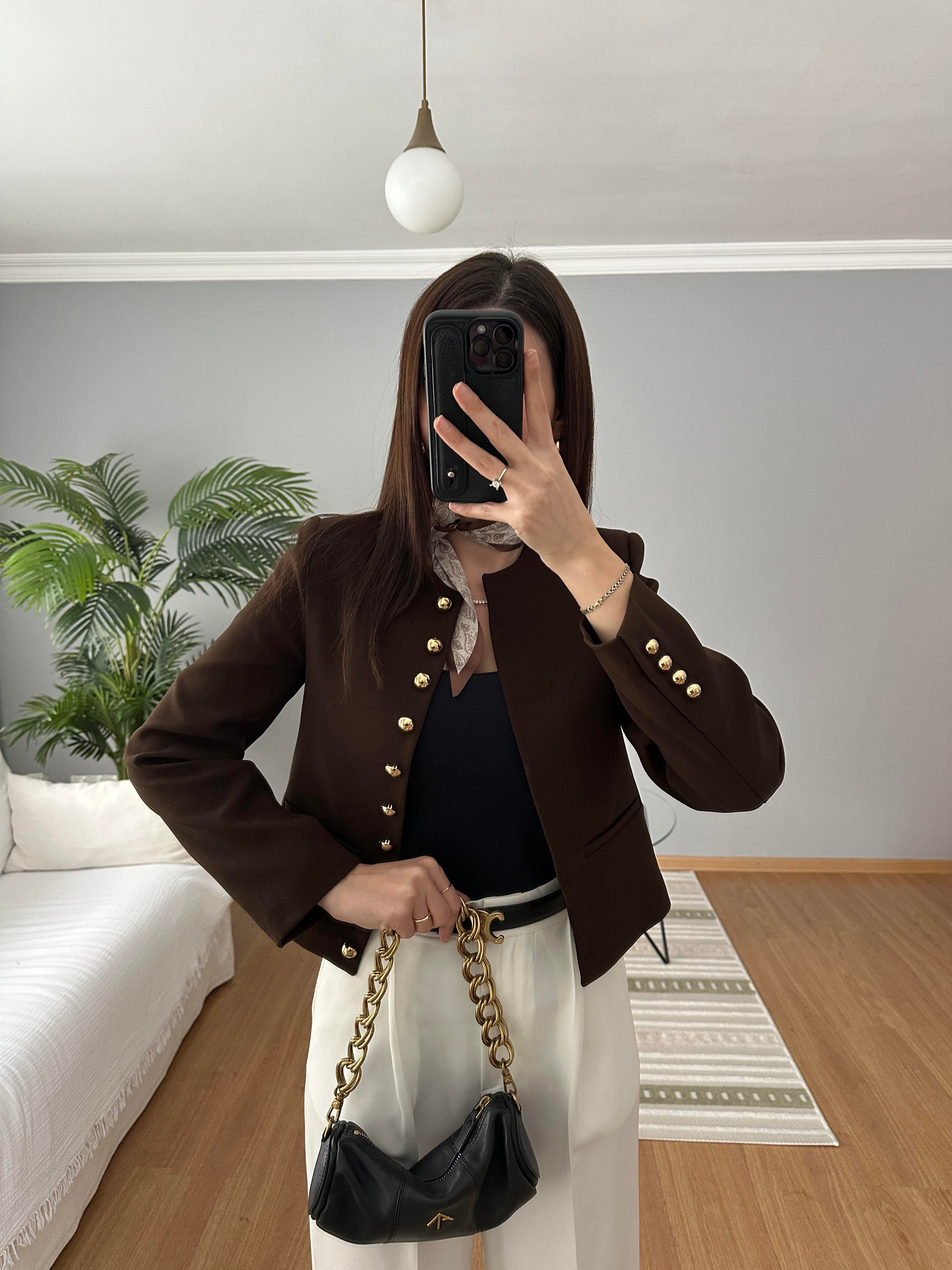 Fit Kesim Kısa Kahve Ceket