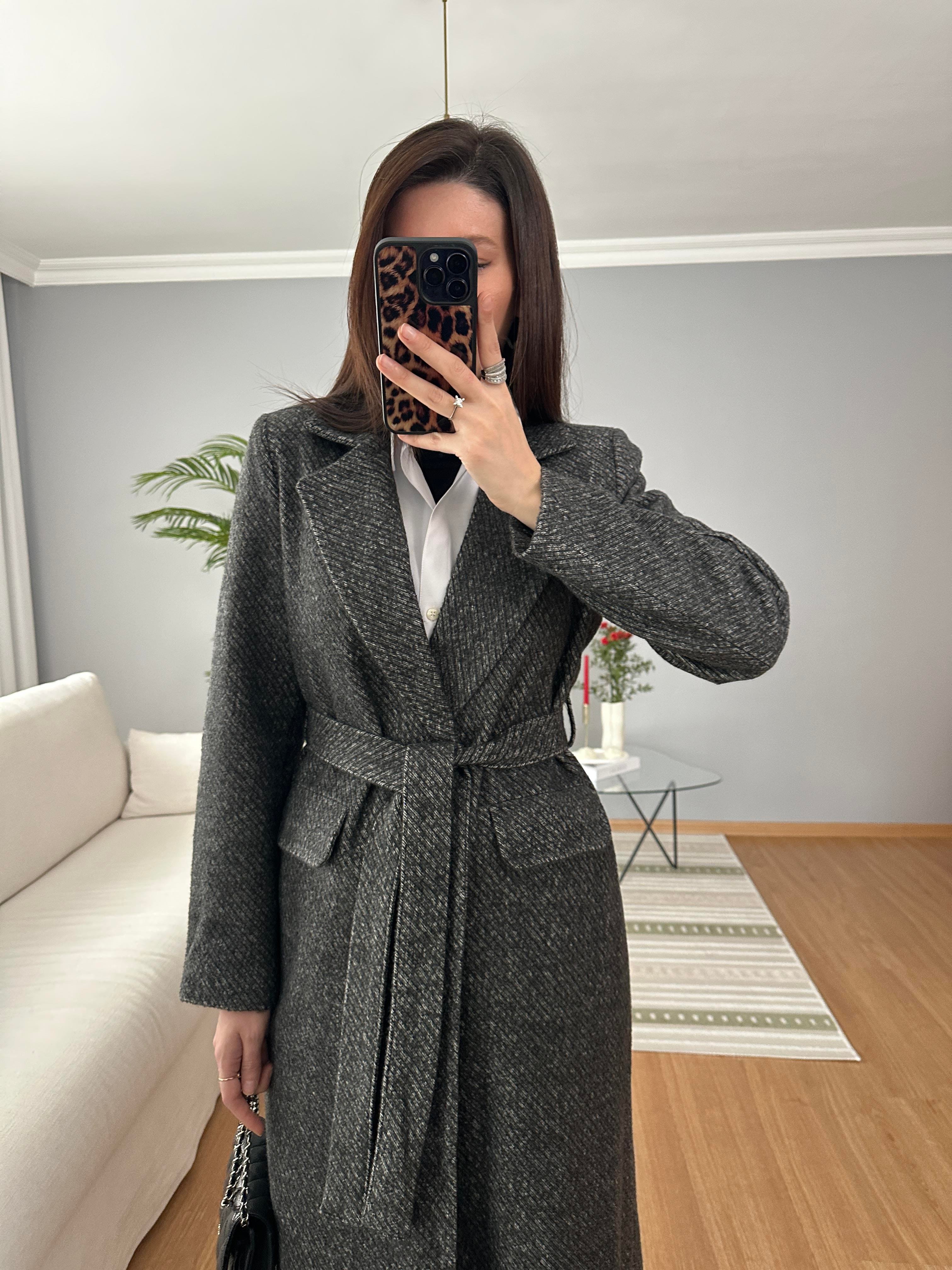 Füme Rengi Çizgili Meleni Kaban
