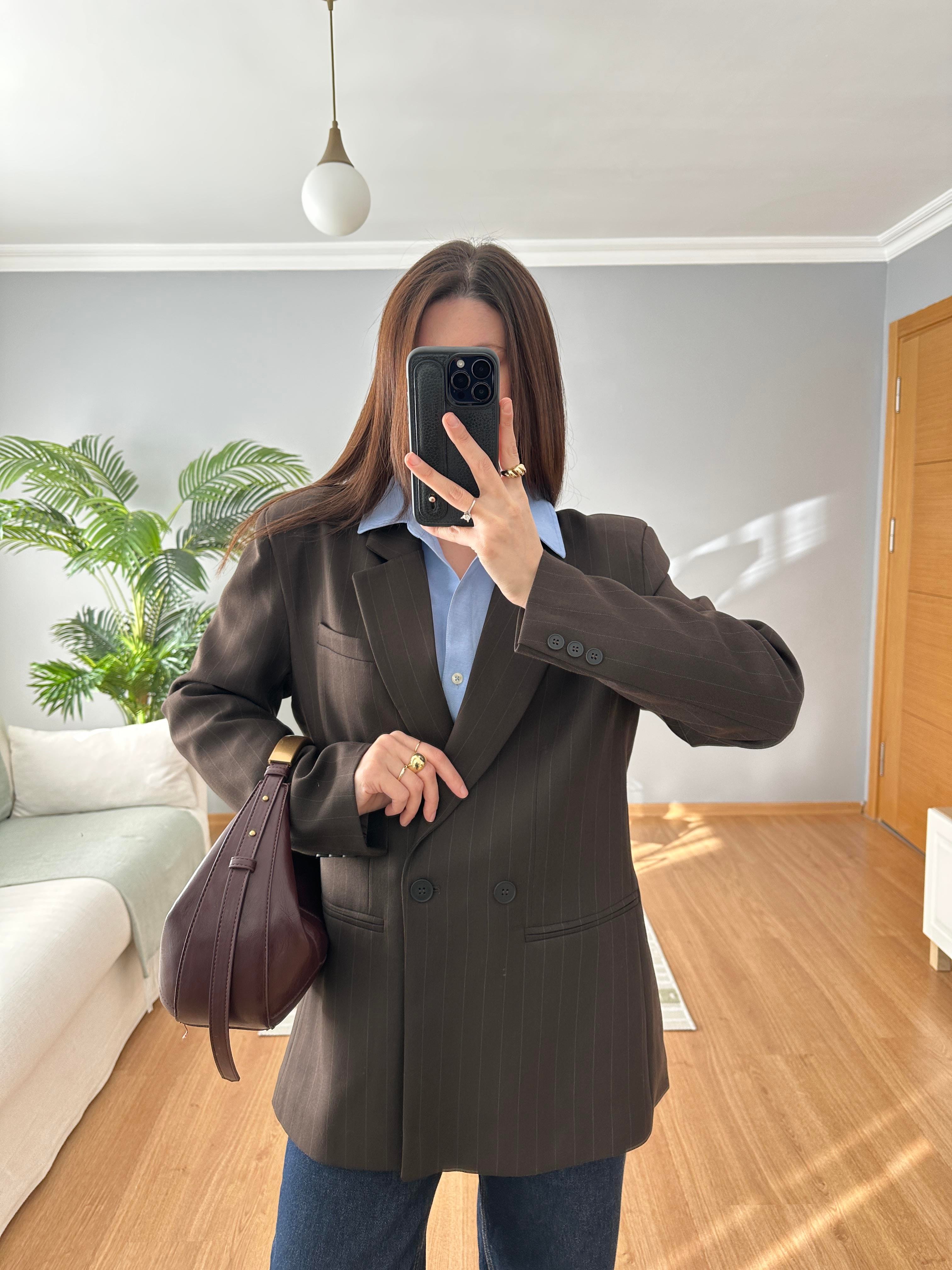 Geniş Kesim Kahve Rengi Blazer 