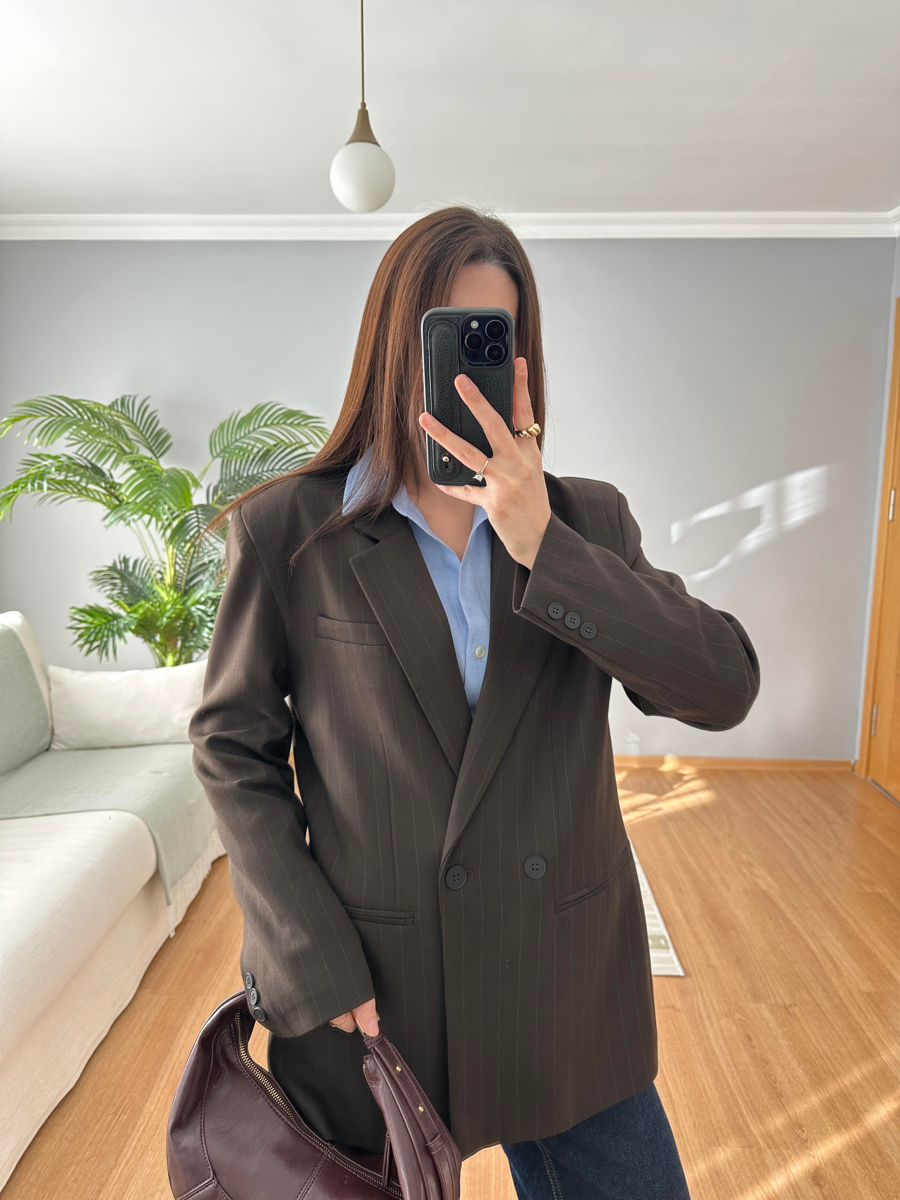 Geniş Kesim Kahve Rengi Blazer 