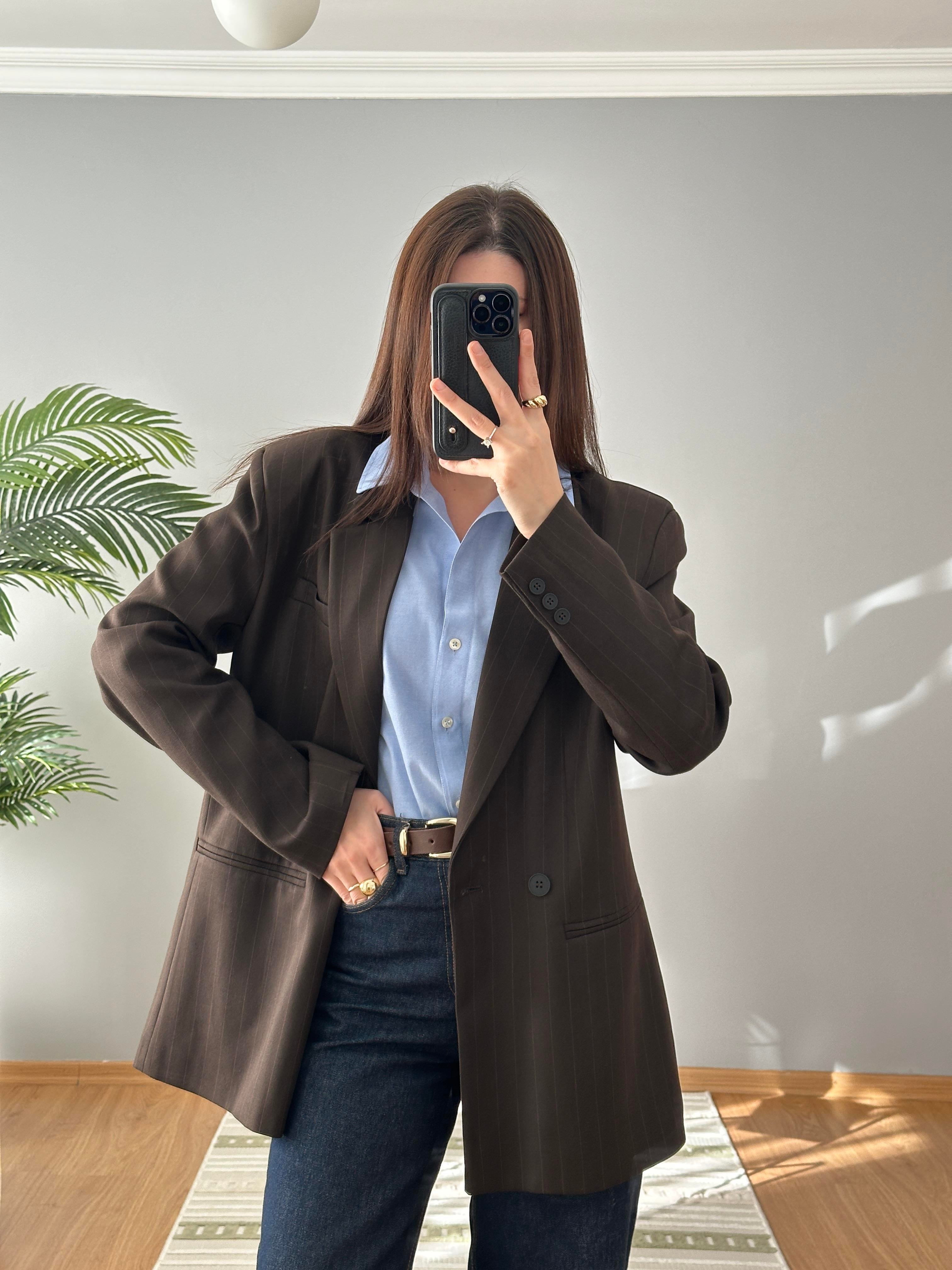 Geniş Kesim Kahve Rengi Blazer 