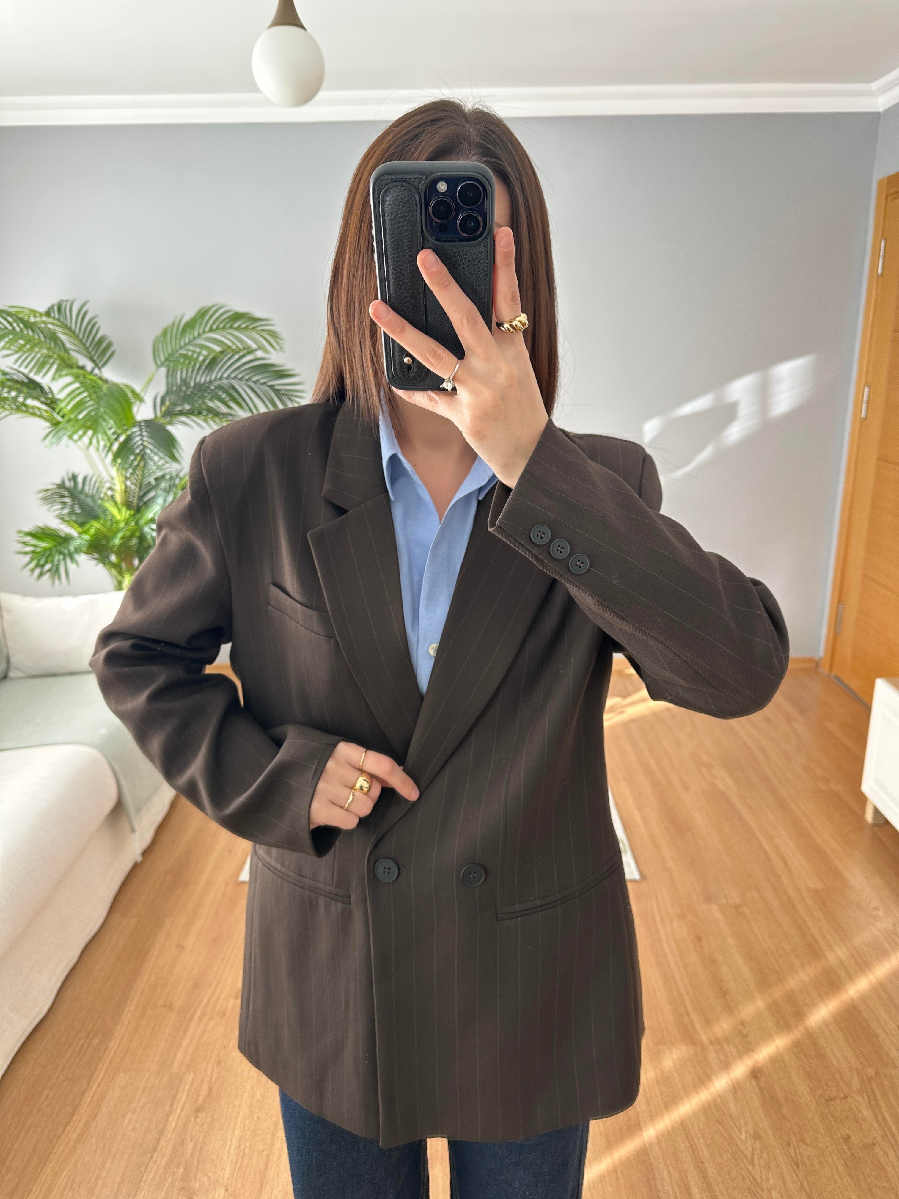 Geniş Kesim Kahve Rengi Blazer 