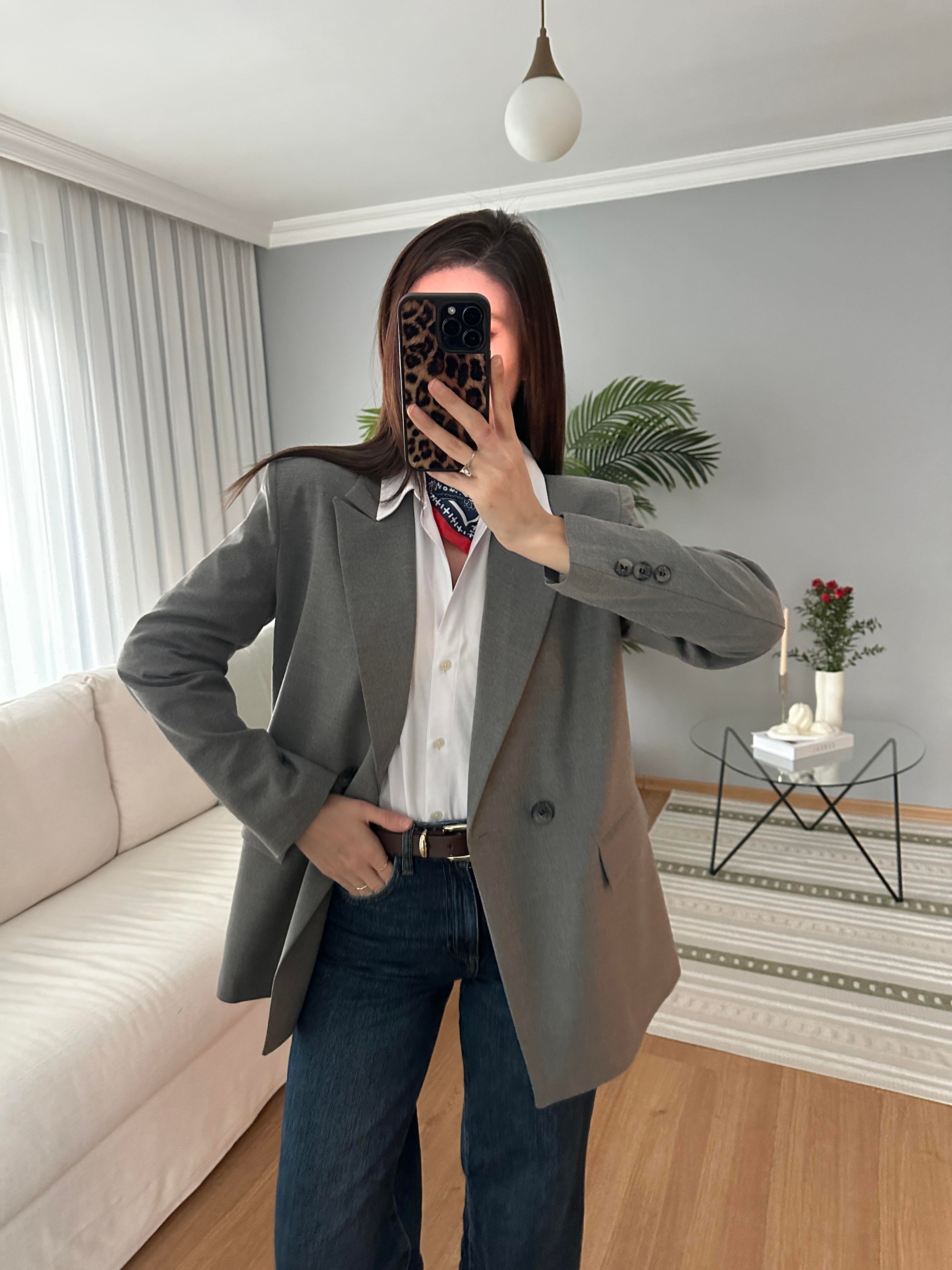 Gri Blazer Ceket 