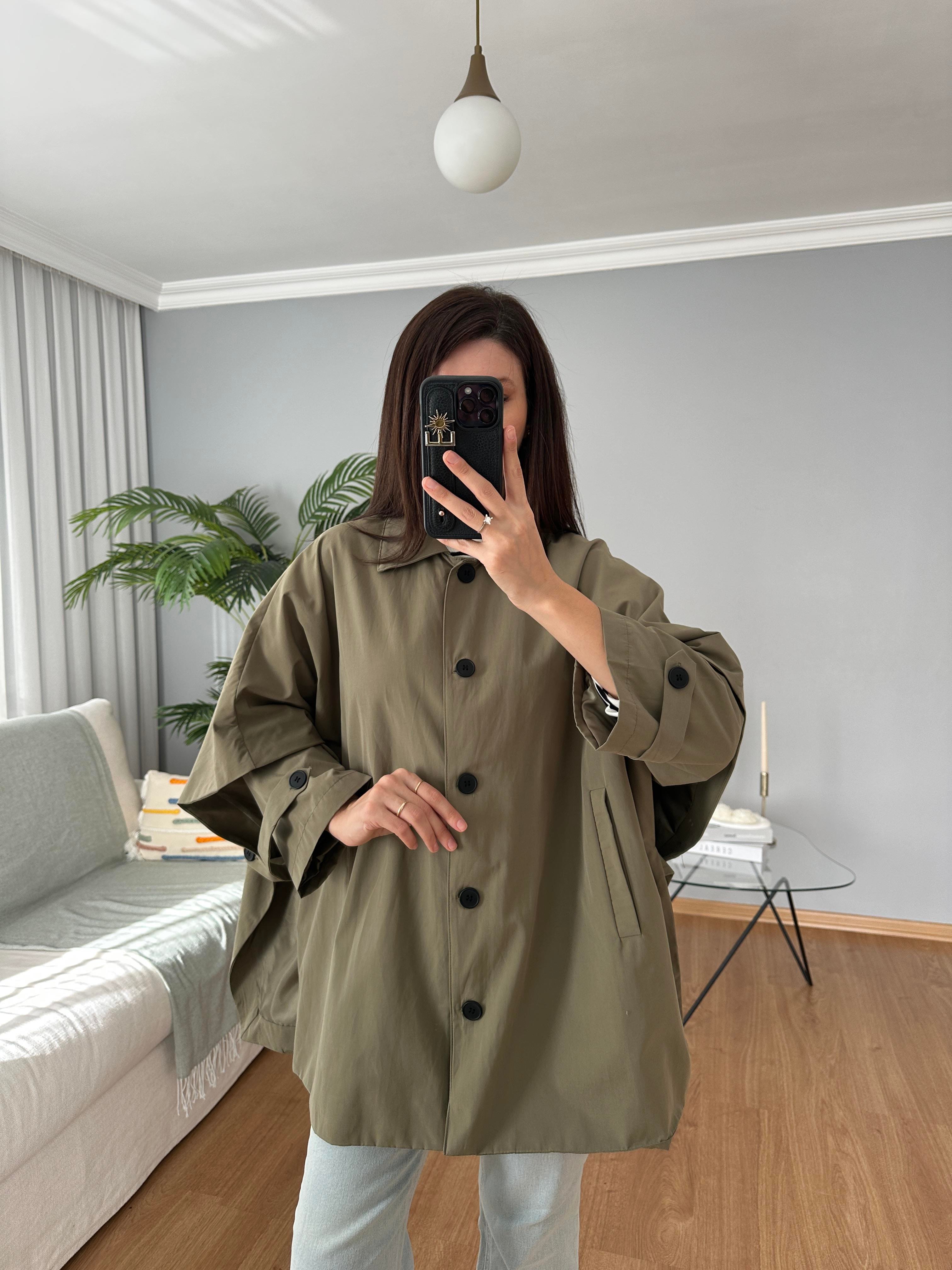 Haki Renk Panço Model Trençkot 