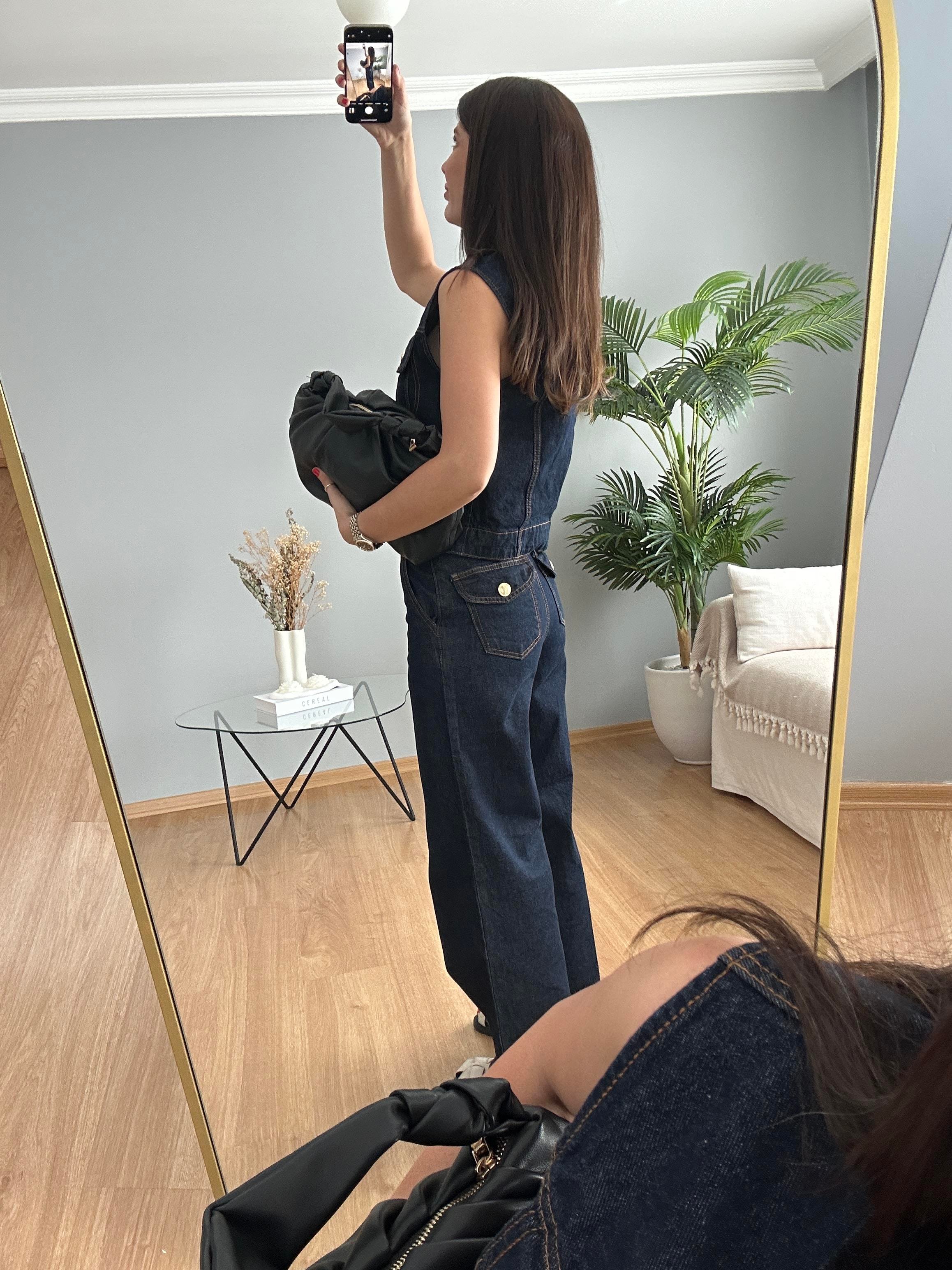 Kadife Yaka Denim Takım