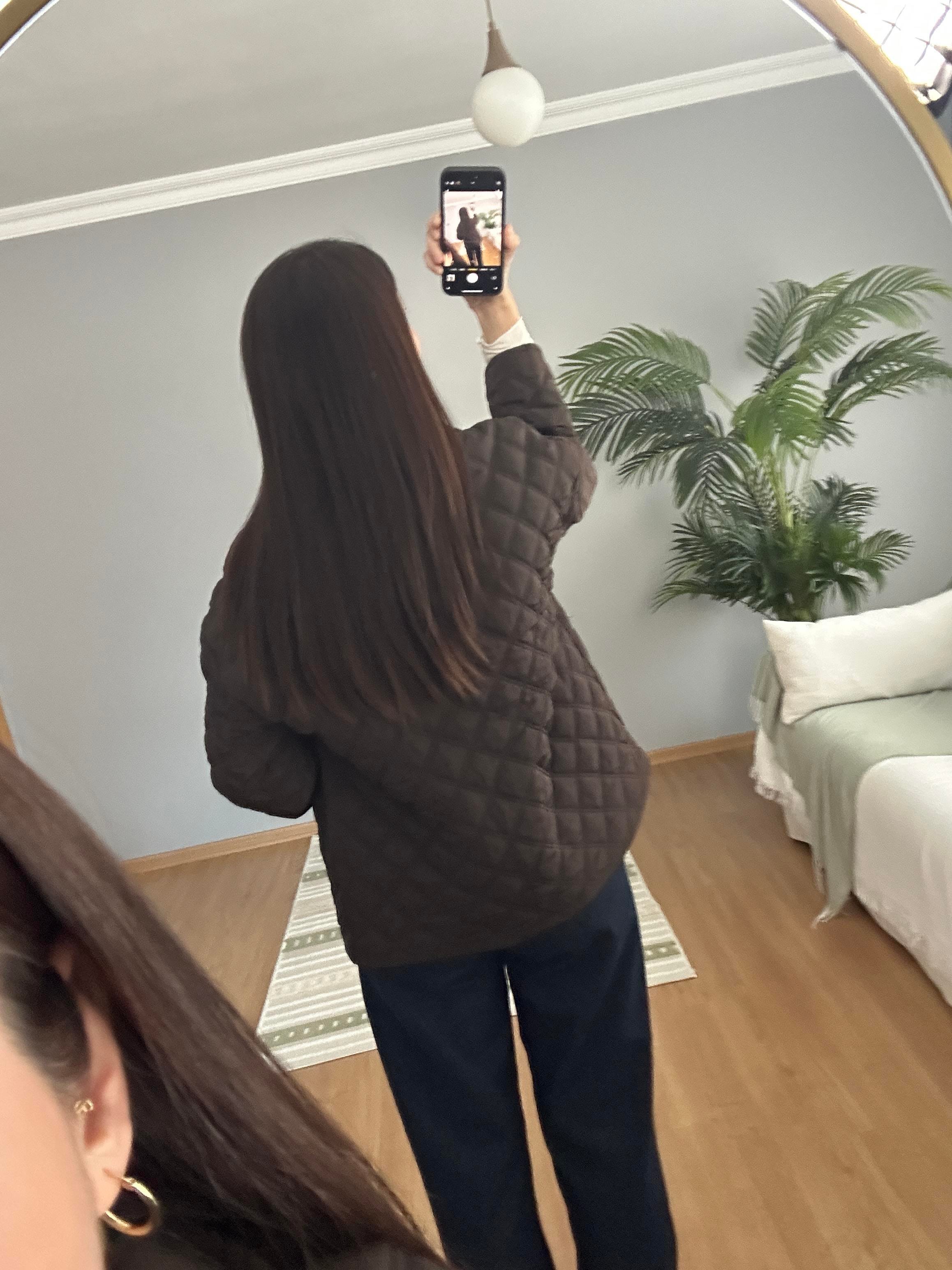Kahve Rengi Atkılı Kapitone Mont 