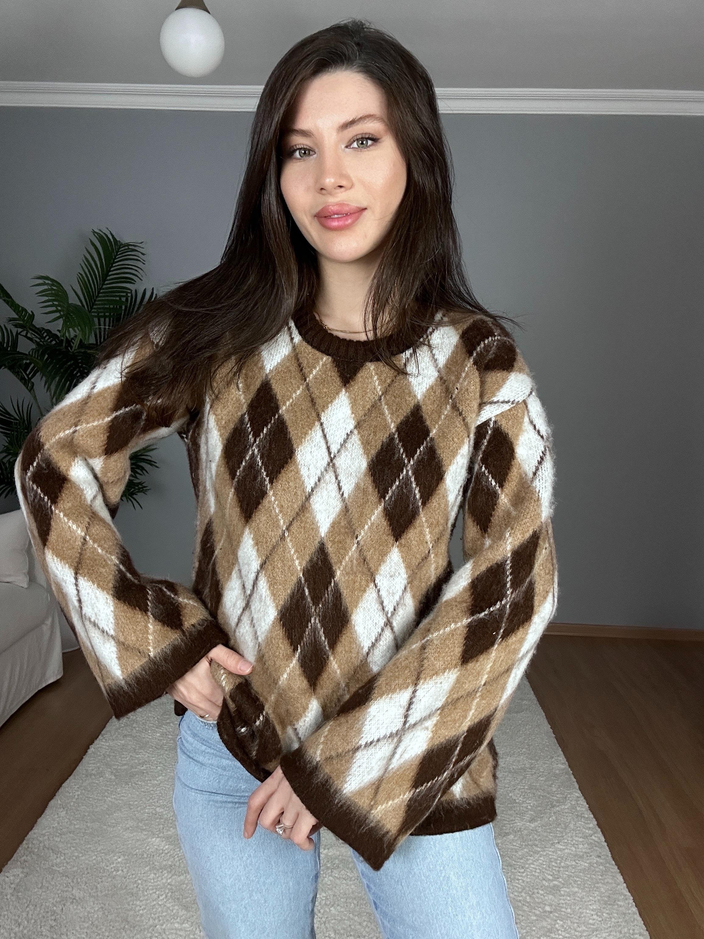 Kahve Rengi Baklava Kazak