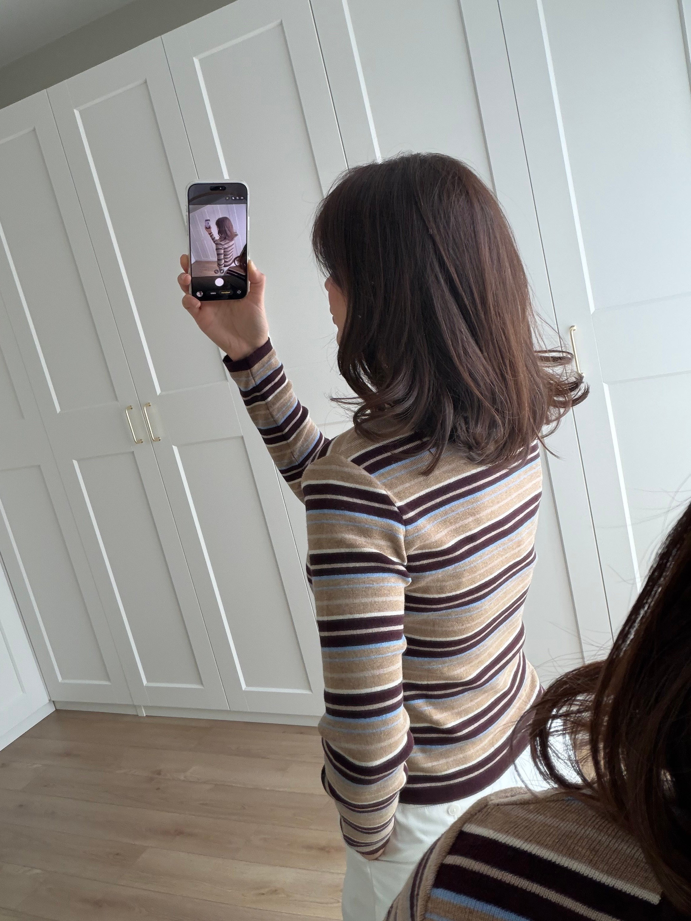 Kahve Rengi Çizgili Triko 